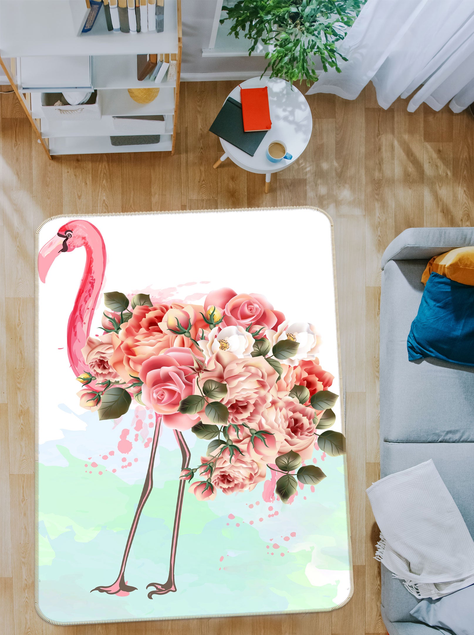 3D Flower Flamingo 37130 Non Slip Rug Mat