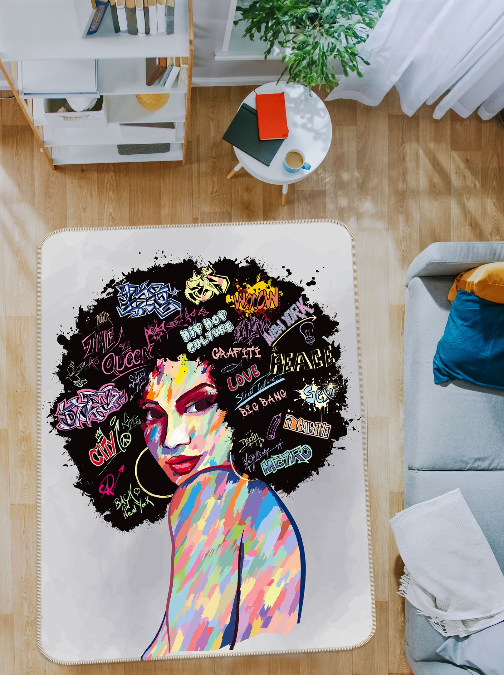 3D Afro Woman 77262 Non Slip Rug Mat