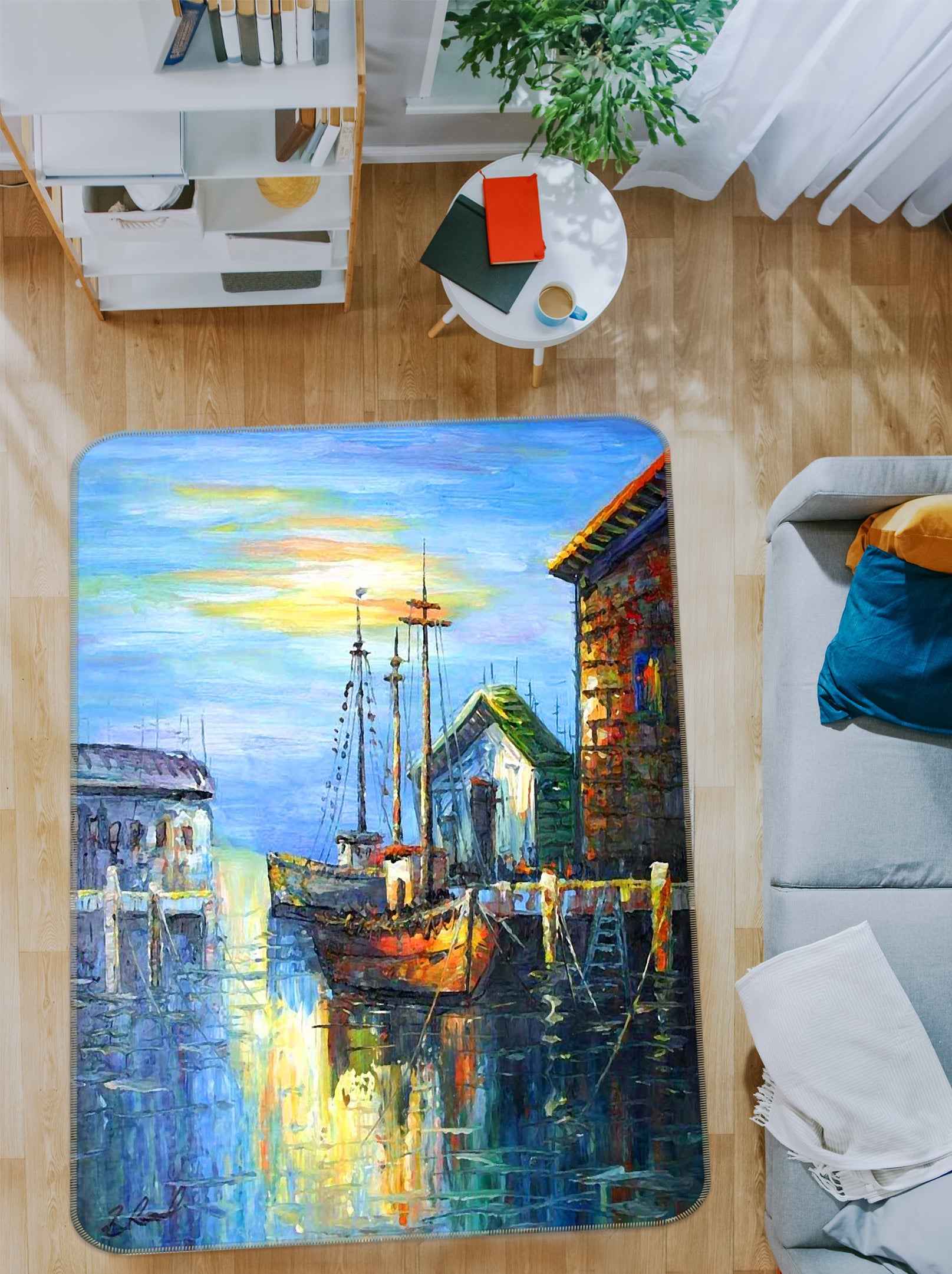 3D Oil Painting Vessel 76144 Non Slip Rug Mat