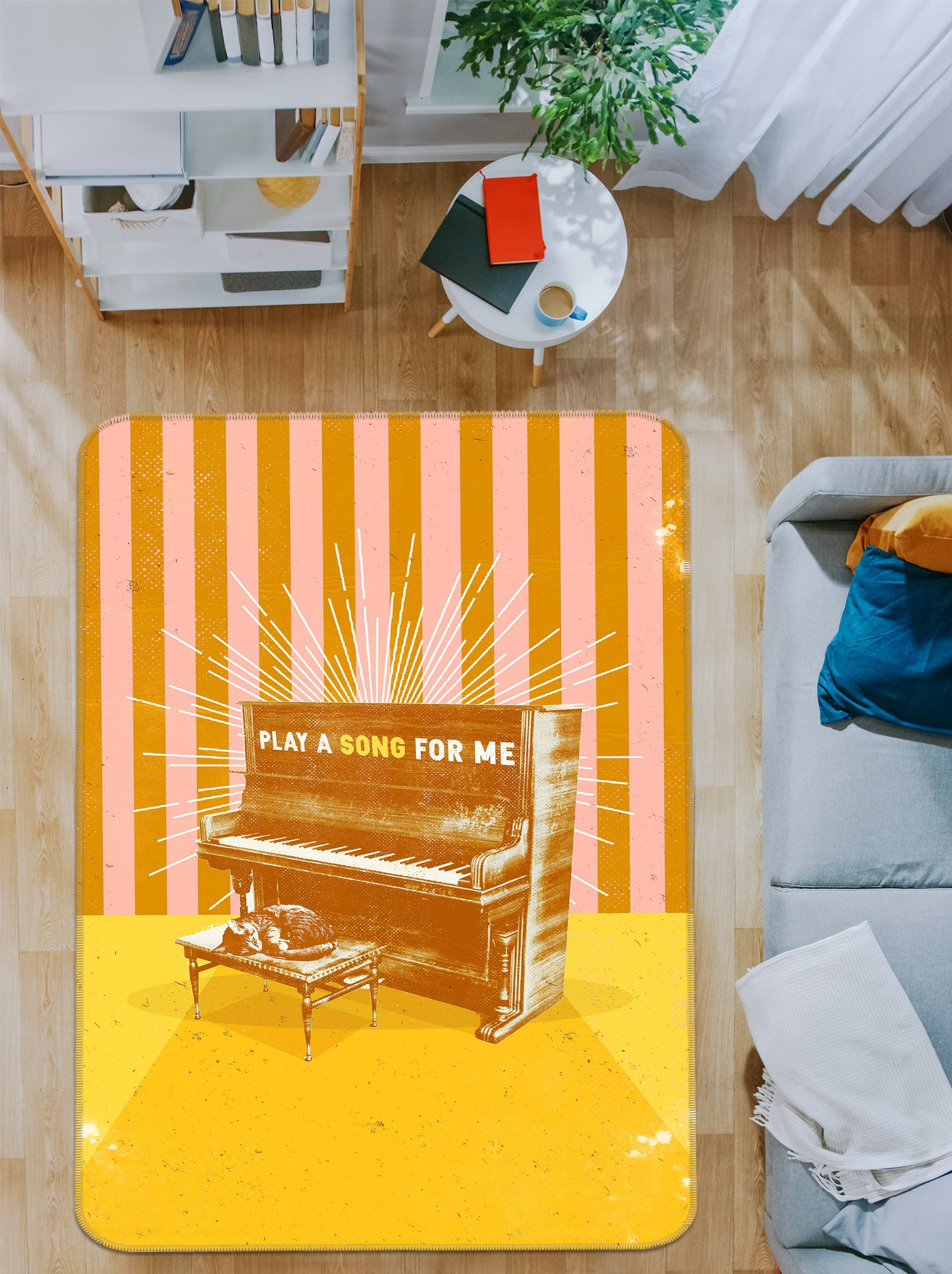 3D Yellow Piano 84101 Showdeer Rug Non Slip Rug Mat