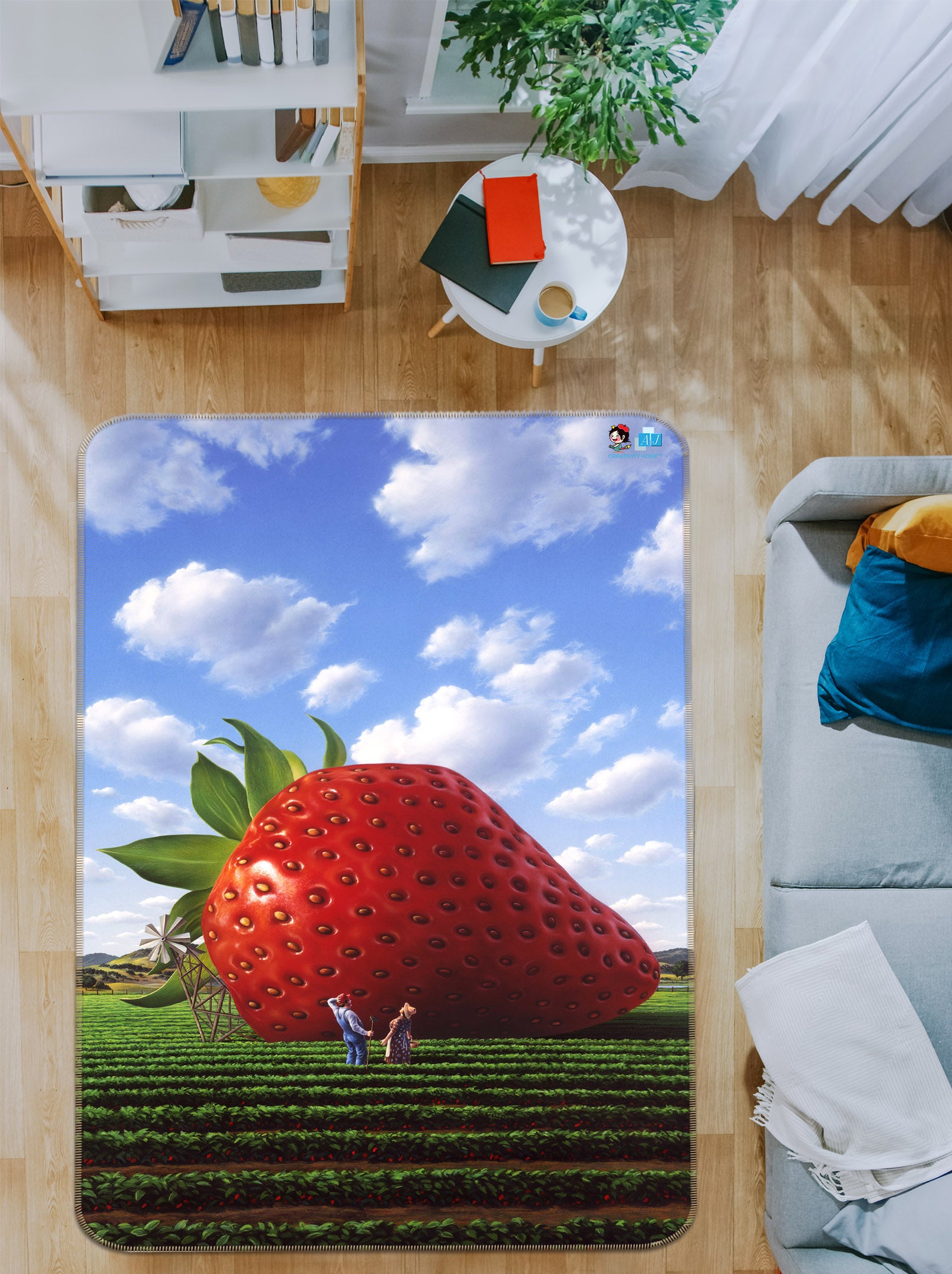 3D Giant Strawberry 85093 Jerry LoFaro Rug Non Slip Rug Mat