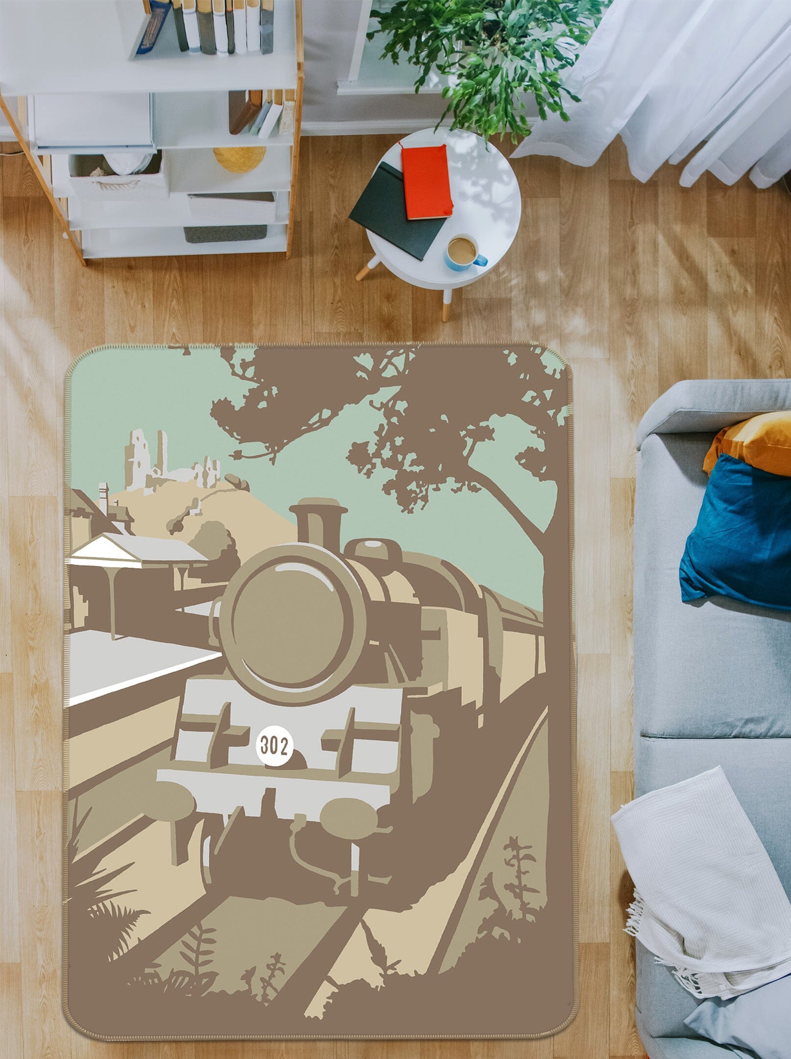 3D Swanage Railway 1009 Steve Read Rug Non Slip Rug Mat Mat AJ Creativity Home