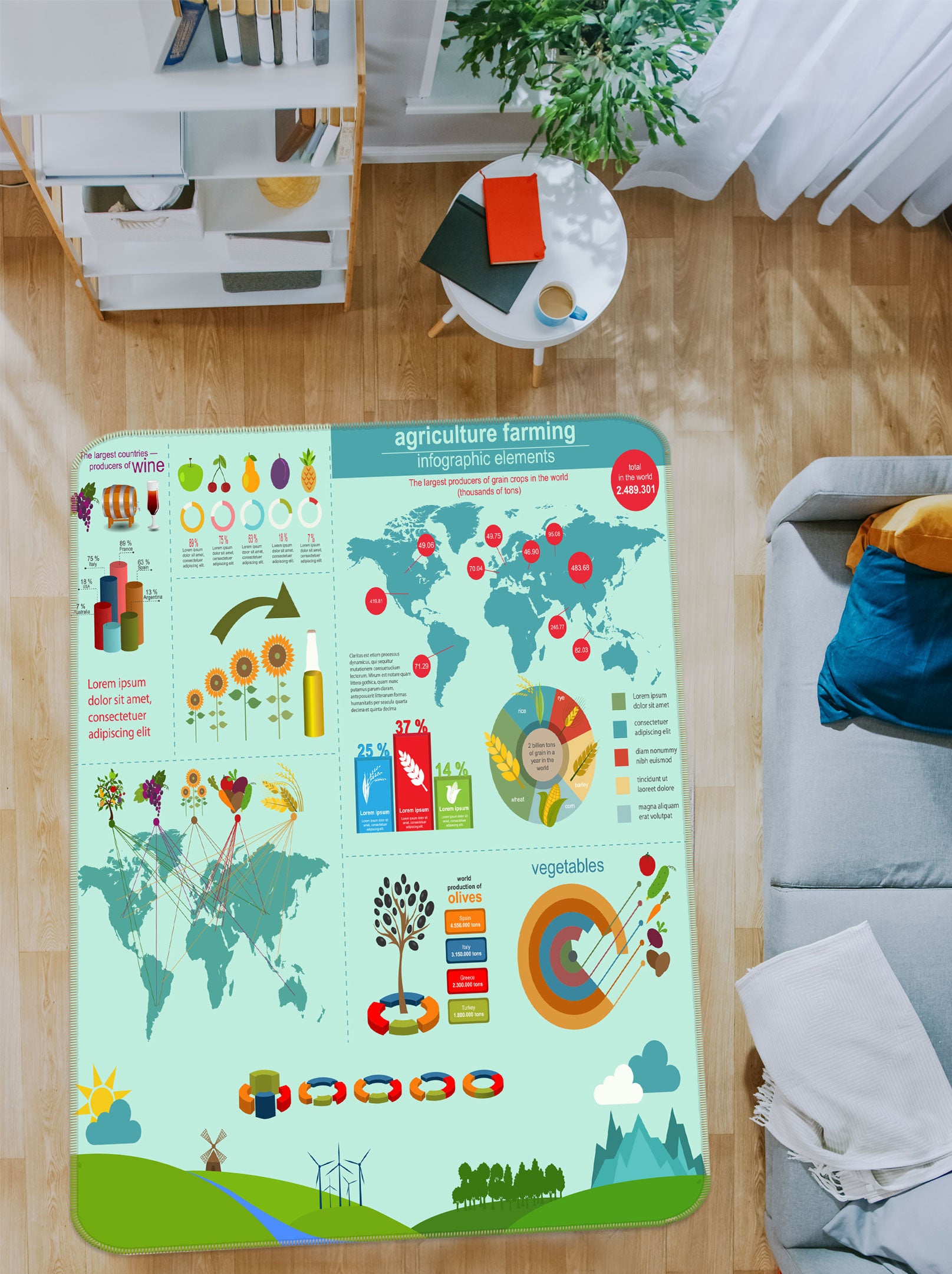 3D Map Pattern 77250 Non Slip Rug Mat