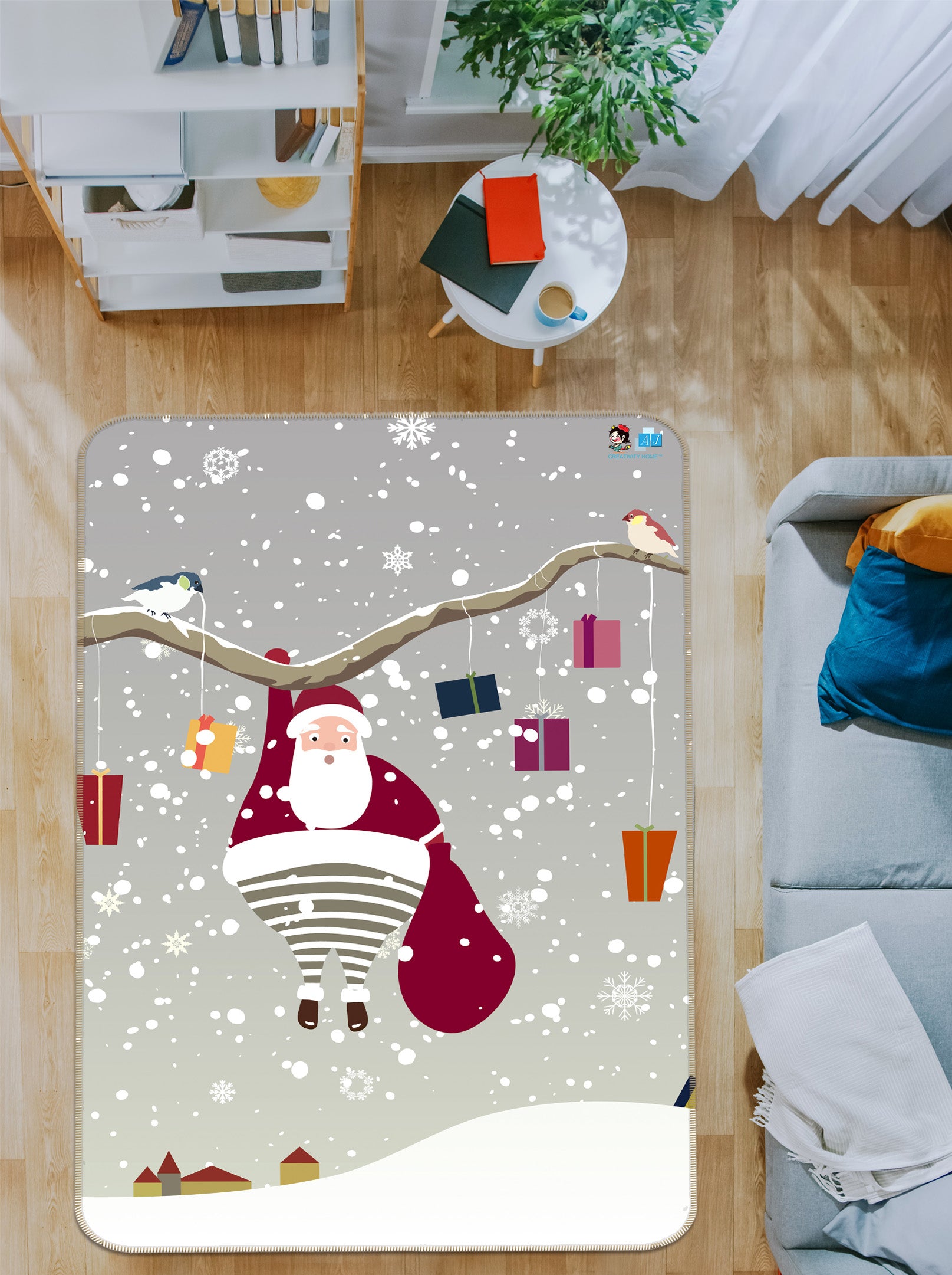 3D Snow Santa Claus 55131 Christmas Non Slip Rug Mat Xmas