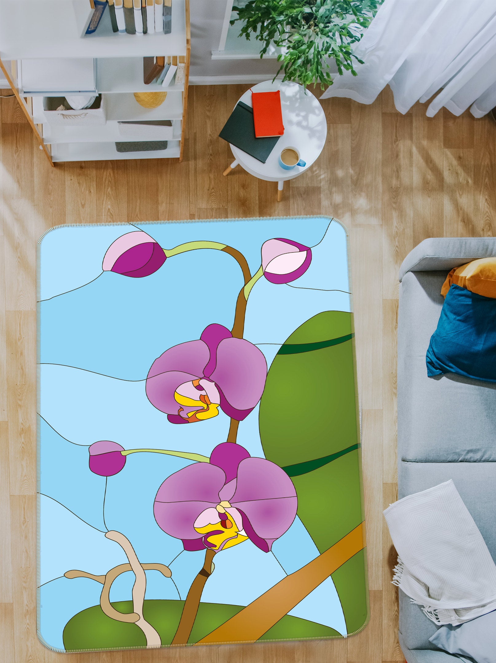 3D Purple Flowers 33043 Non Slip Rug Mat