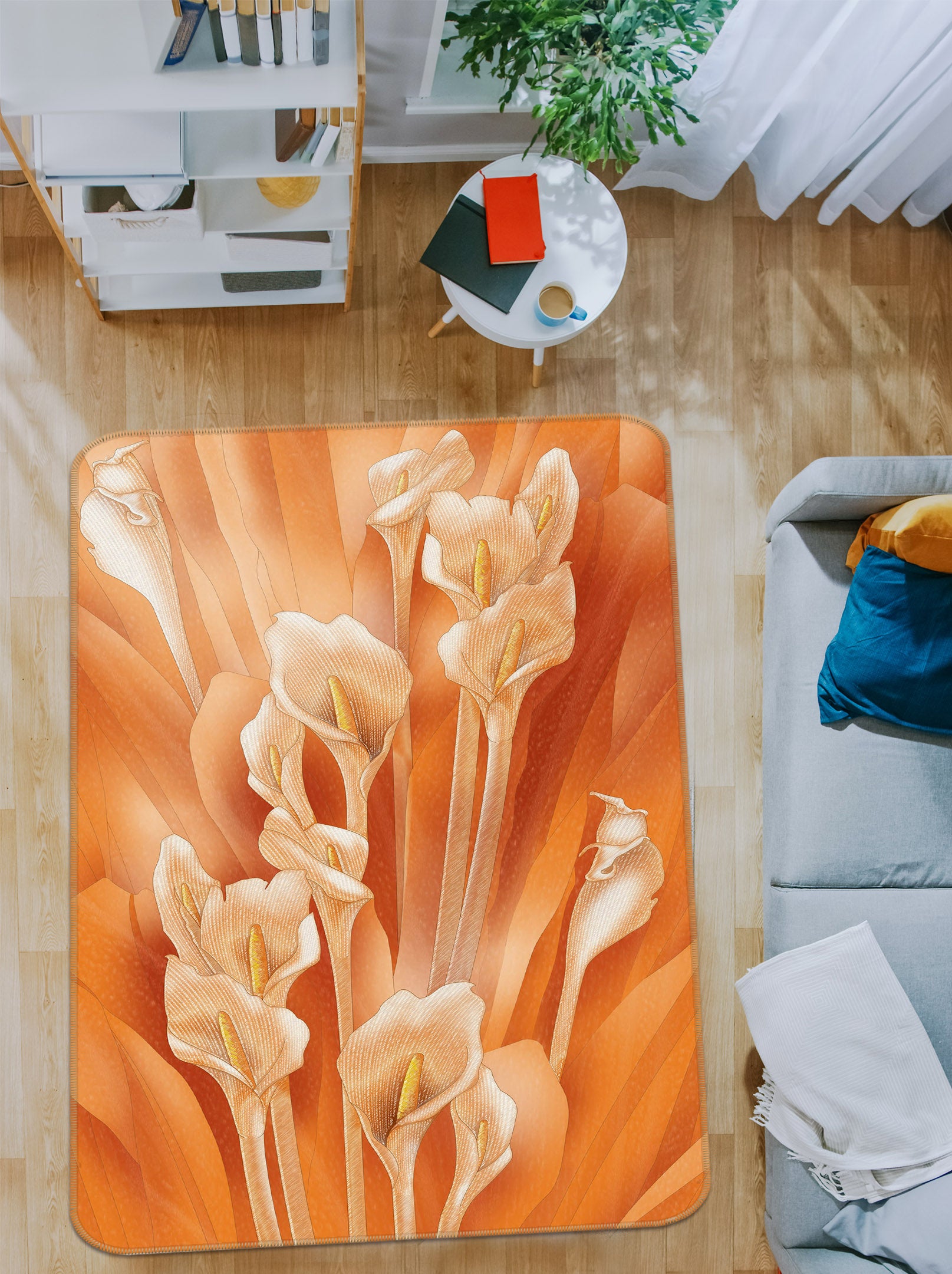 3D Flower Pattern 32211 Non Slip Rug Mat