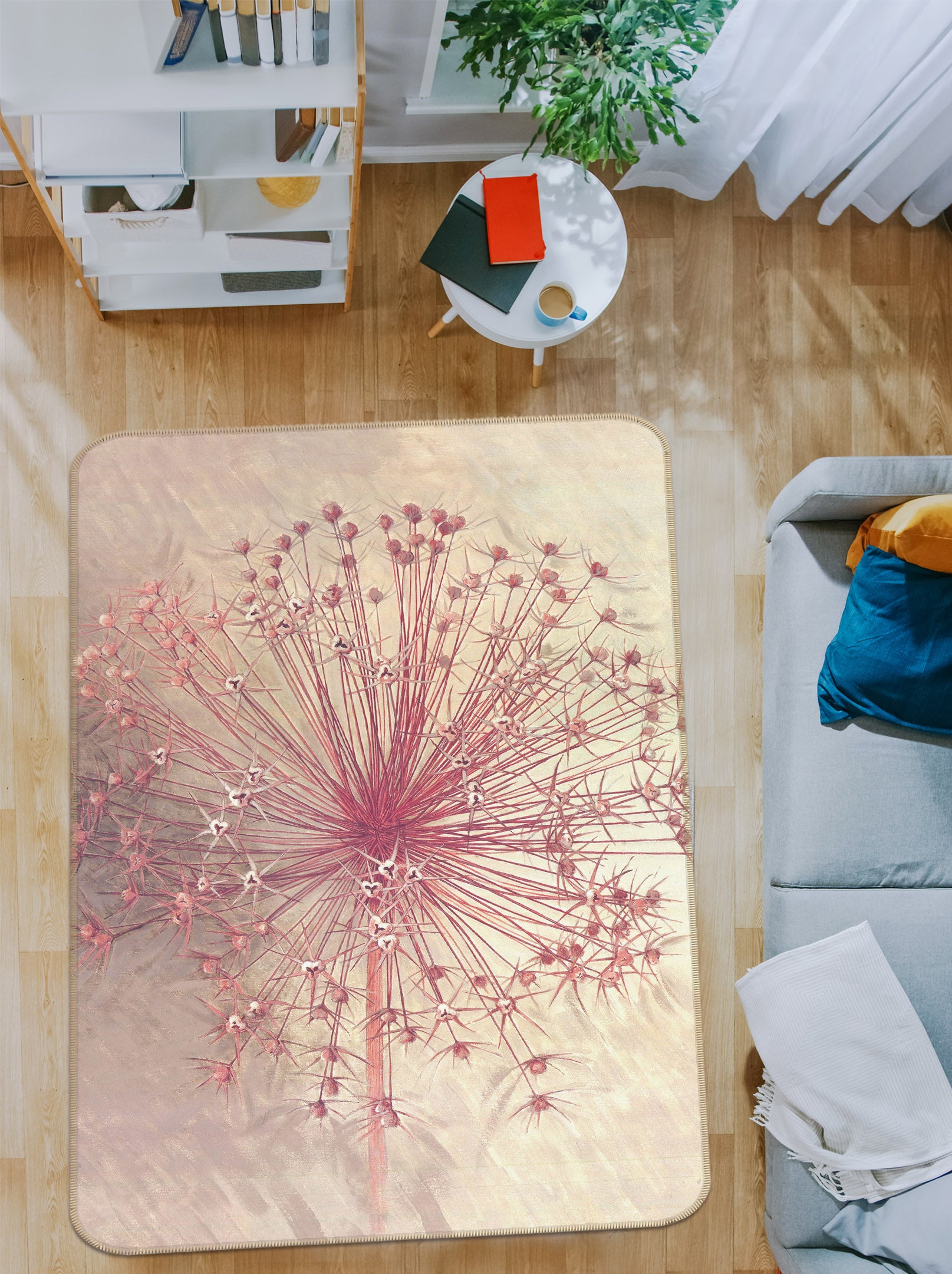 3D Pink Dandelion Flower 32207 Non Slip Rug Mat