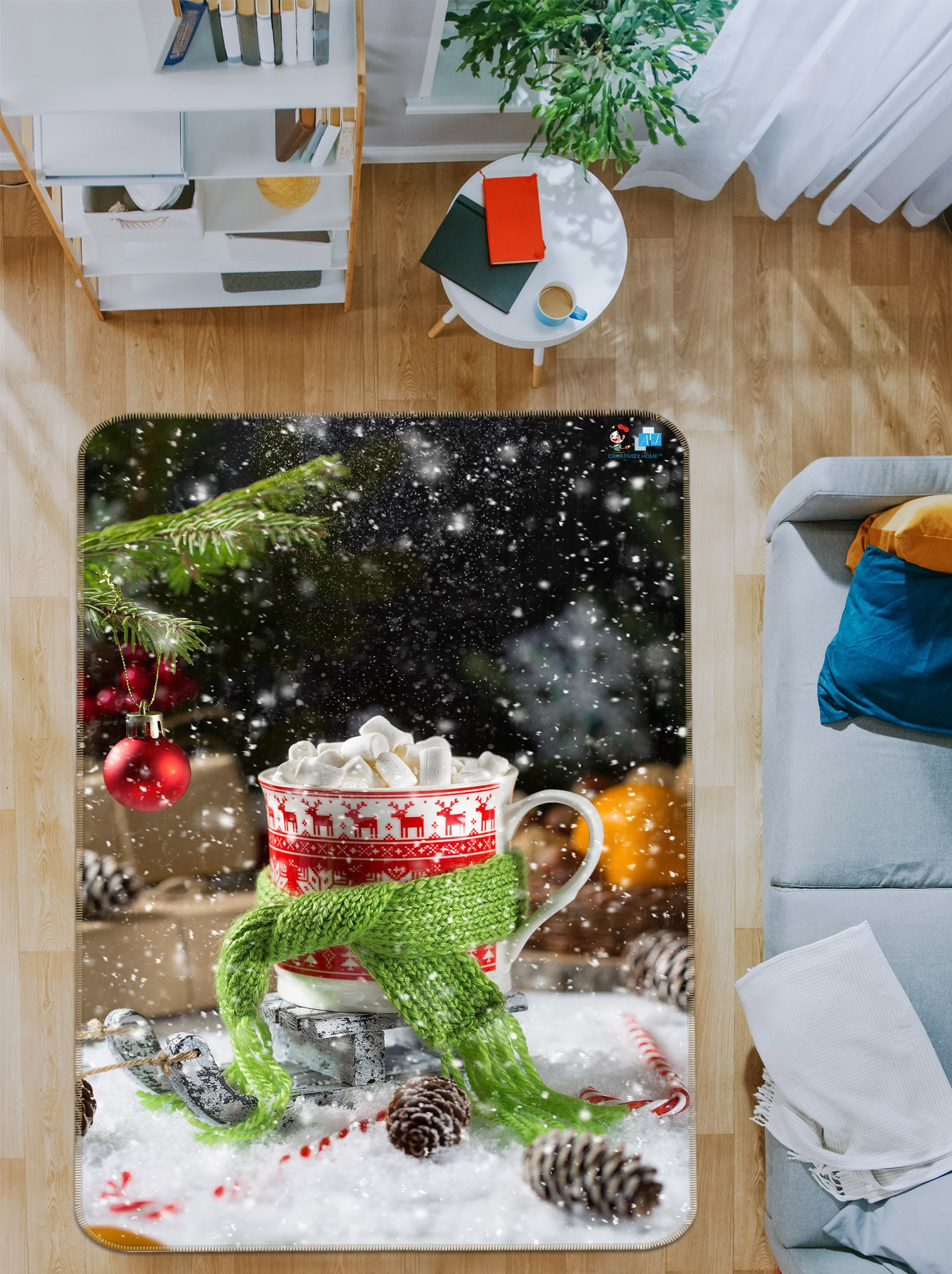 3D Cup Scarf 55151 Christmas Non Slip Rug Mat Xmas