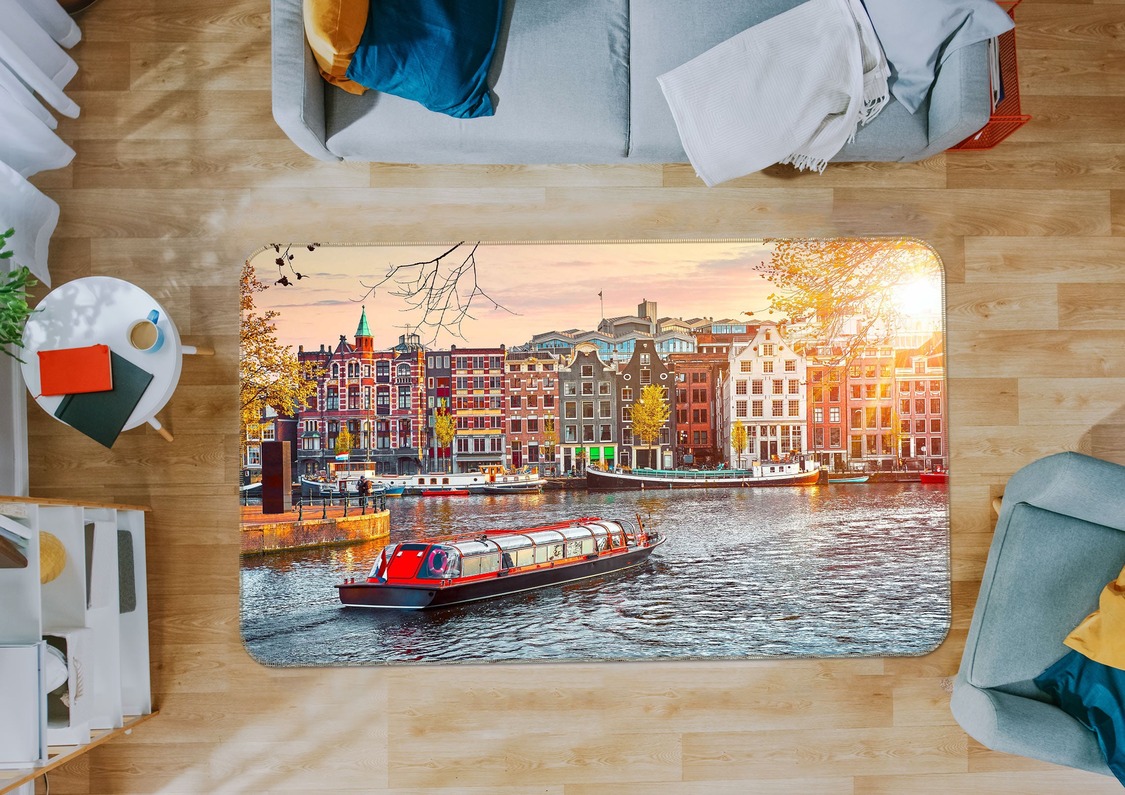 3D Water City Boat 68009 Vehicle Non Slip Rug Mat