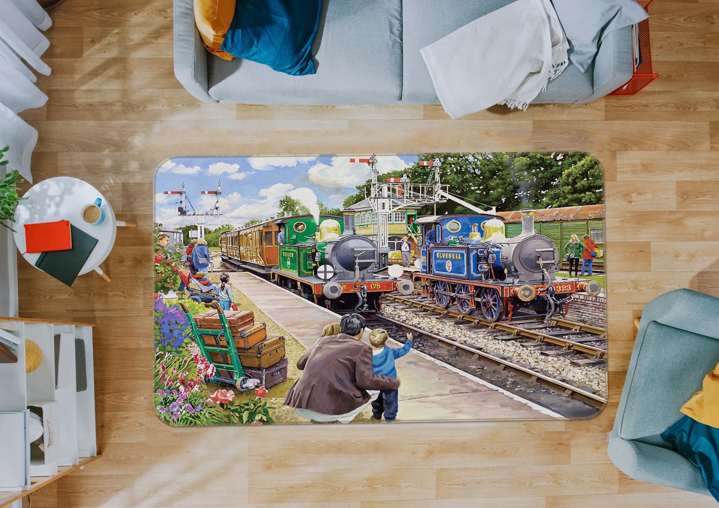 3D The Bluebell Railway 1107 Trevor Mitchell Rug Non Slip Rug Mat Mat AJ Creativity Home