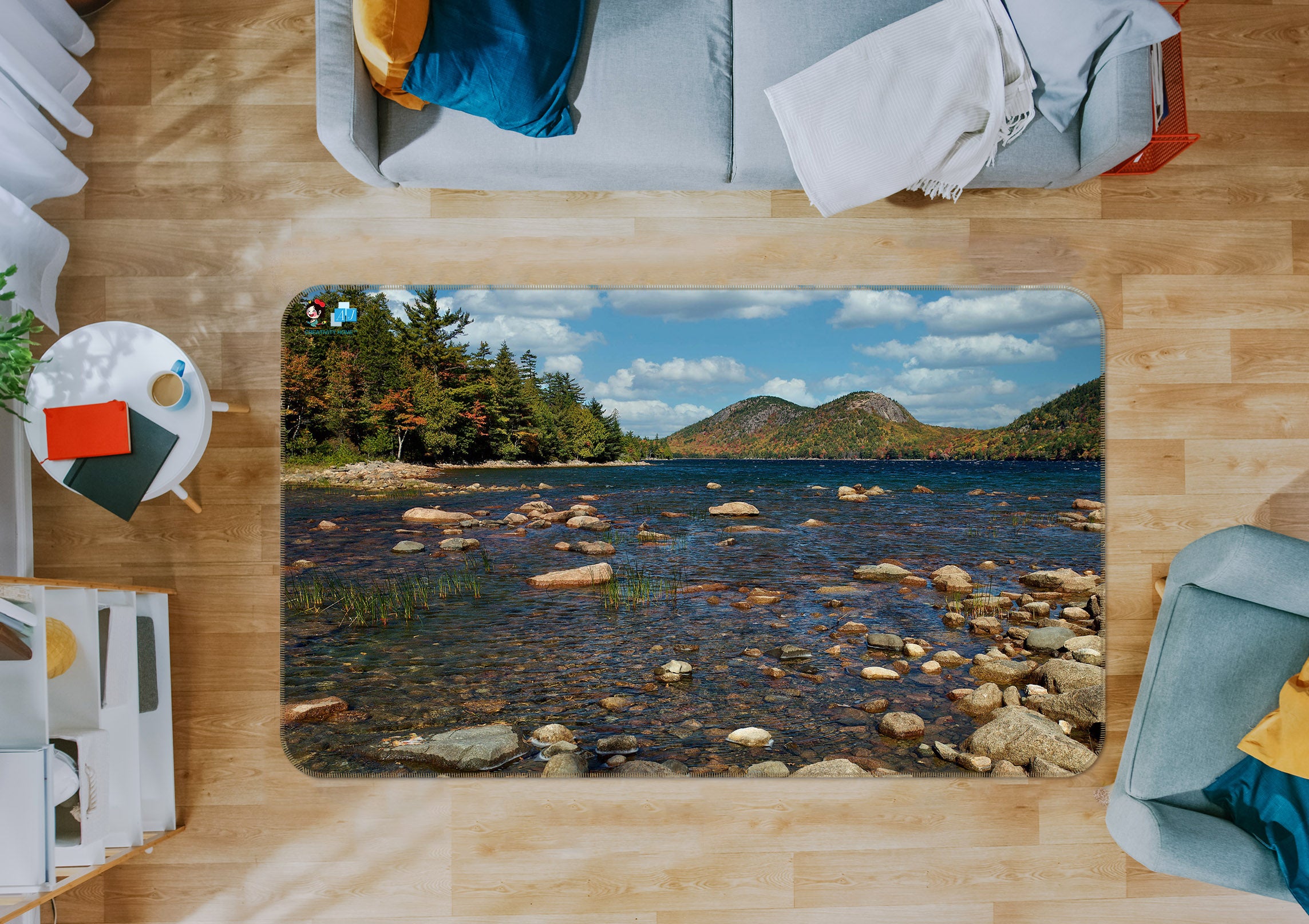 3D Small Stone Water 62048 Kathy Barefield Rug Non Slip Rug Mat