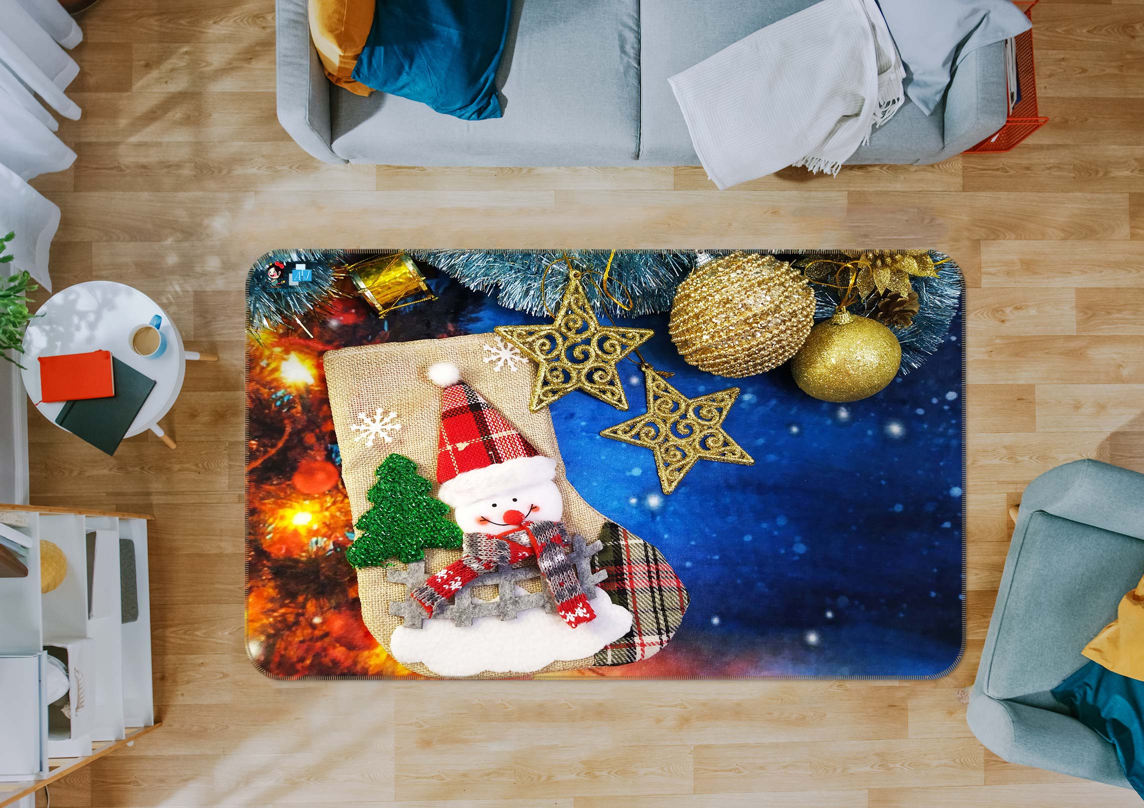 3D Snowman 55024 Christmas Non Slip Rug Mat Xmas