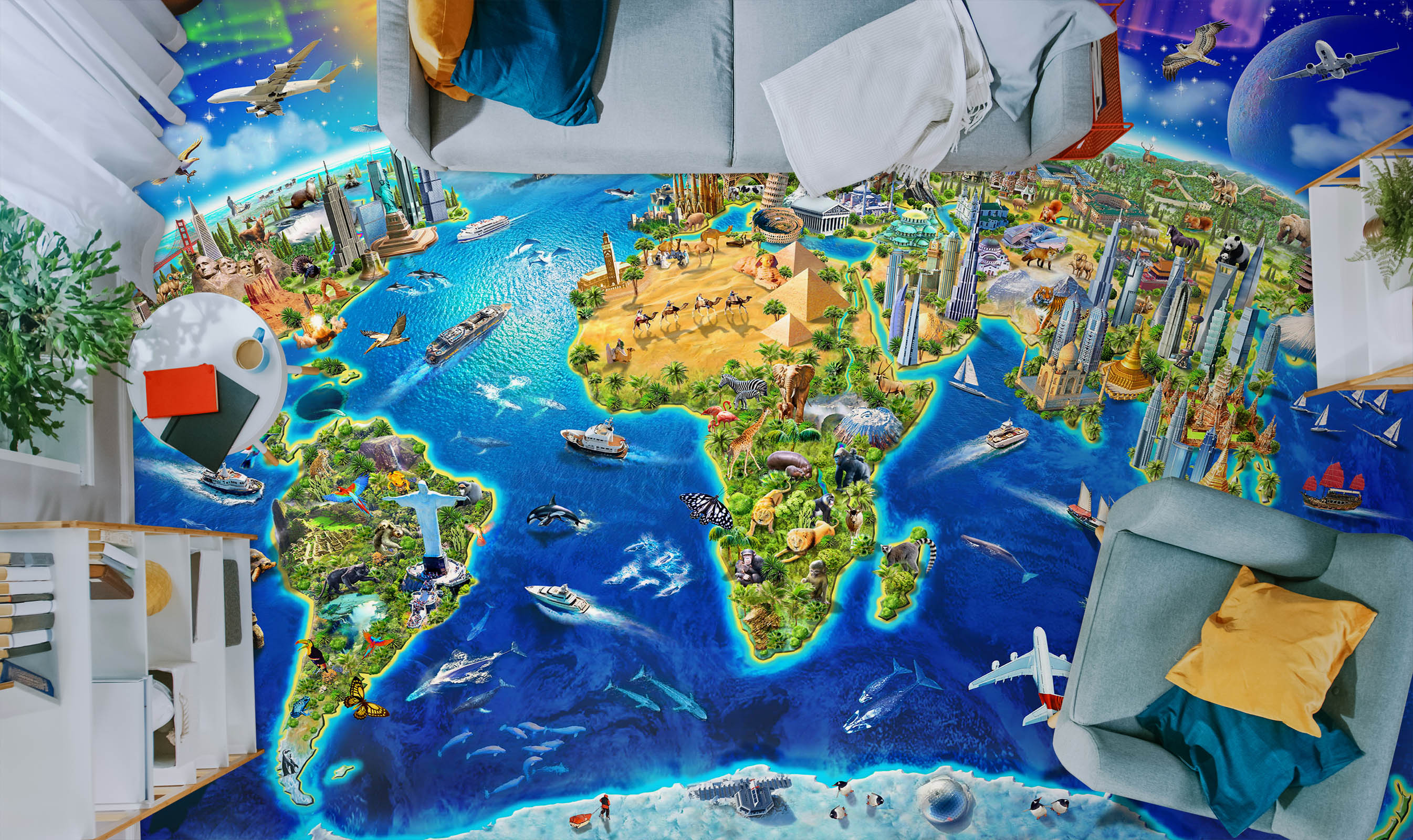 3D Earth Map 98169 Adrian Chesterman Floor Mural
