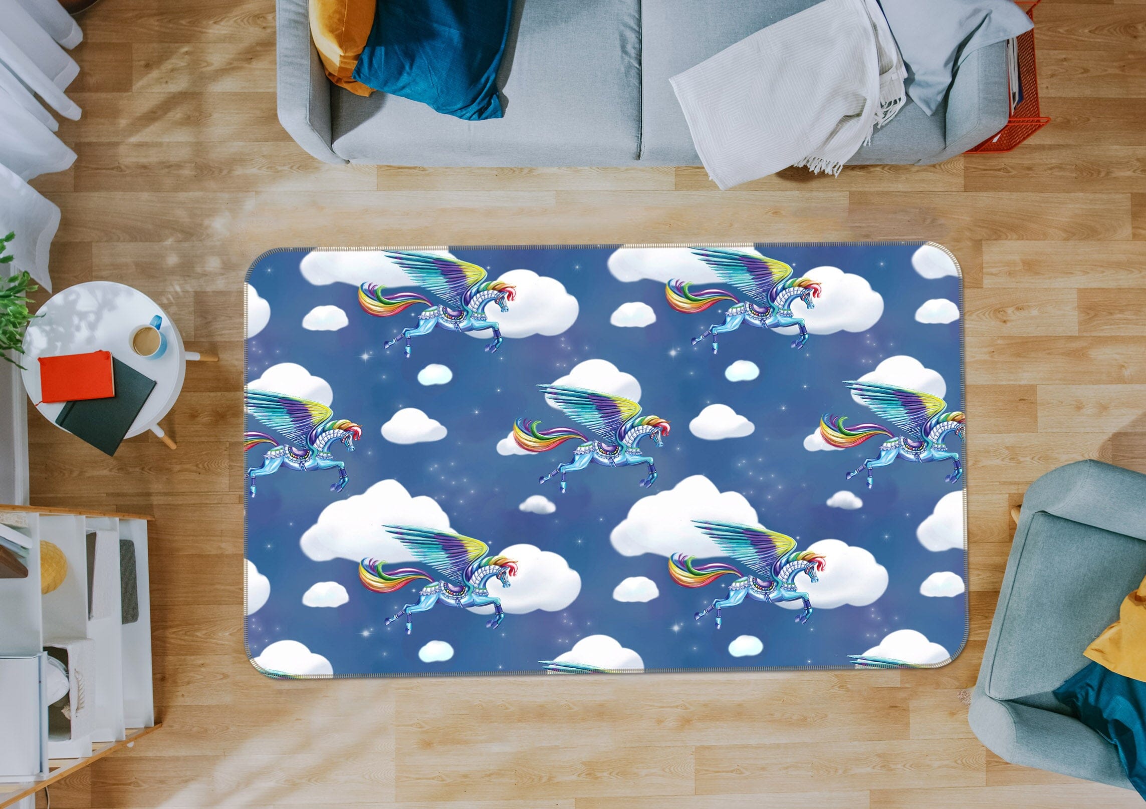 3D Cloud Unicorn 3013 Rose Catherine Khan Rug Non Slip Rug Mat Mat AJ Creativity Home