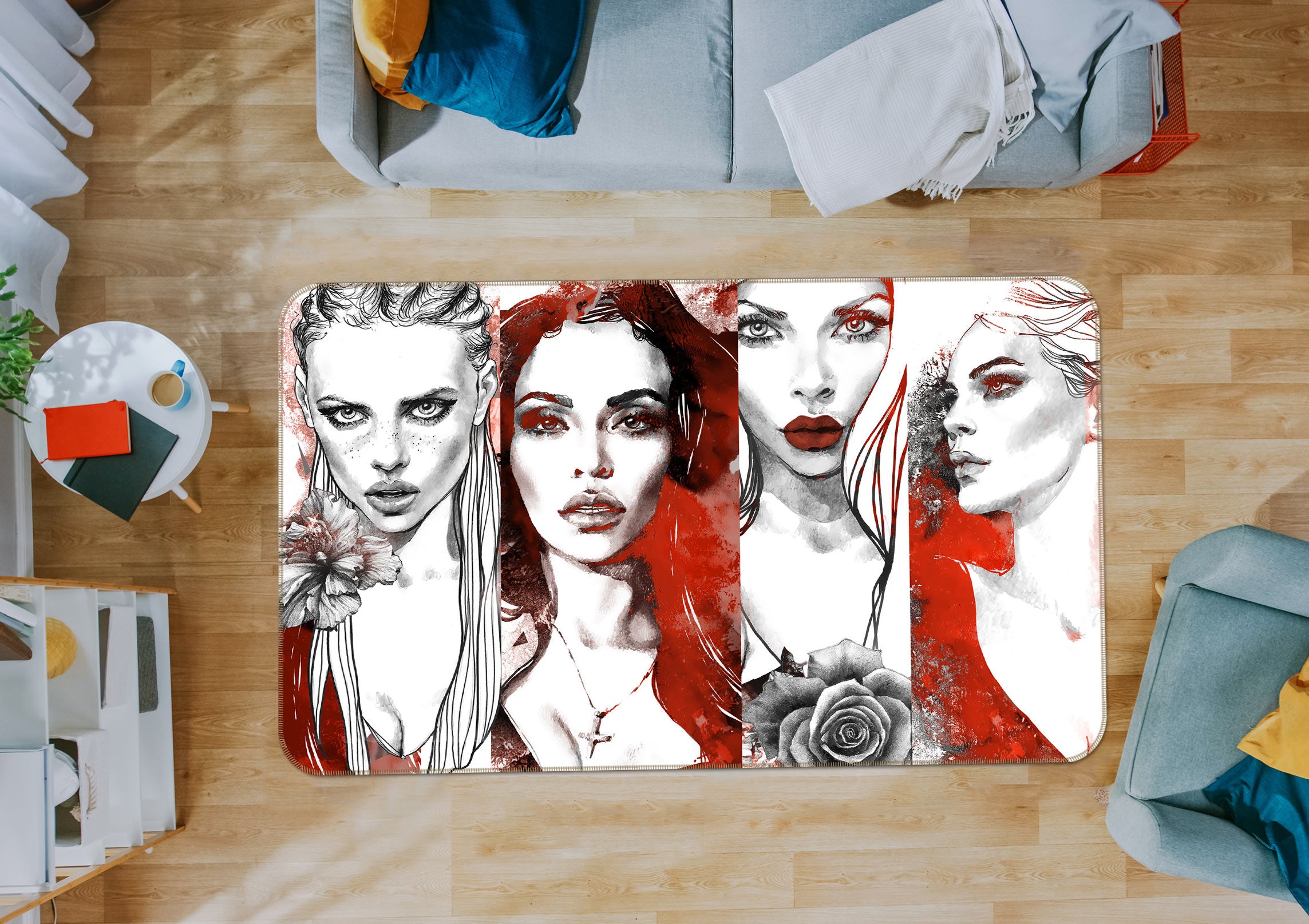 3D Rose Woman 1018 Non Slip Rug Mat