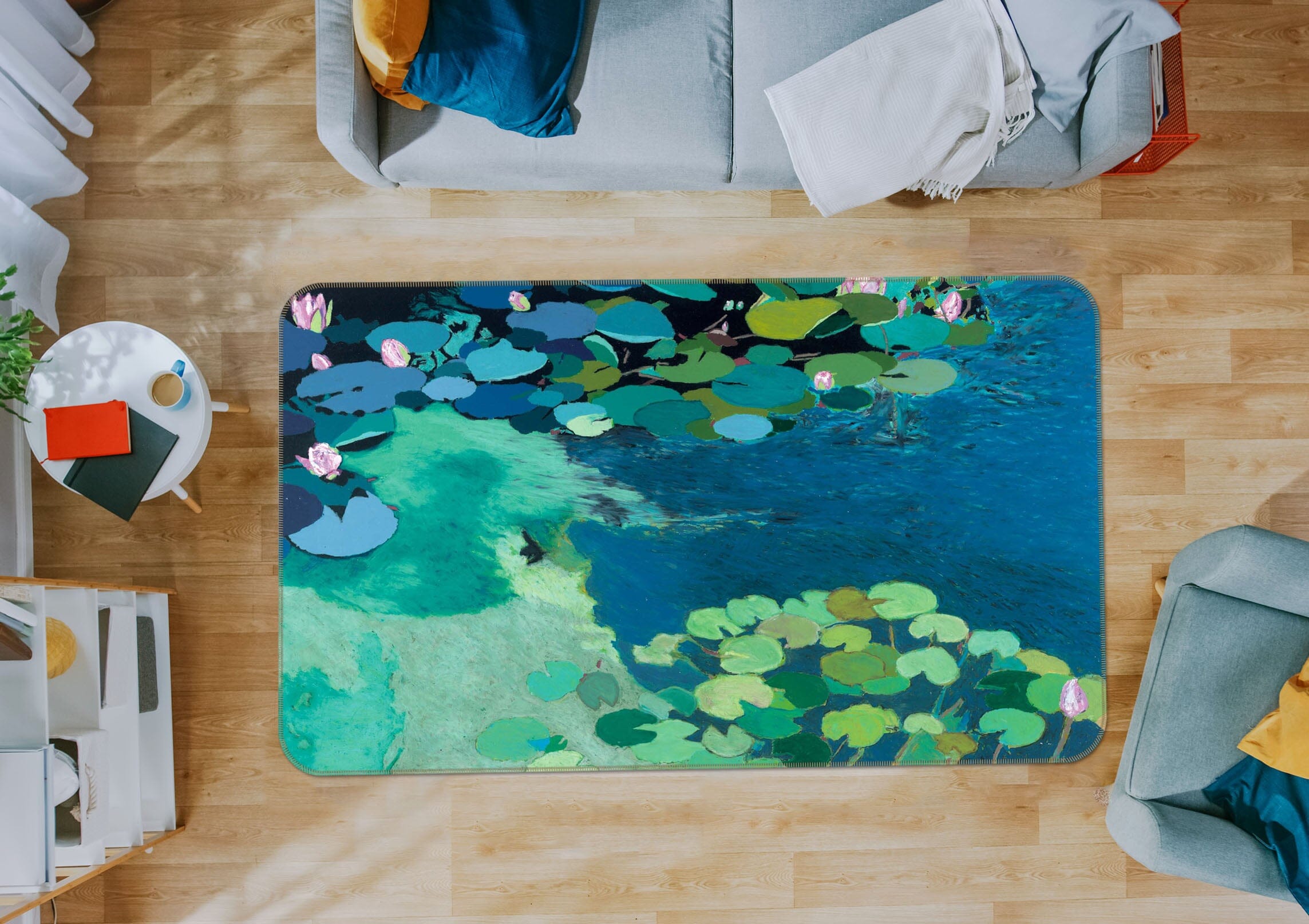 3D Summer Lotus Pond 1087 Allan P. Friedlander Rug Non Slip Rug Mat Mat AJ Creativity Home