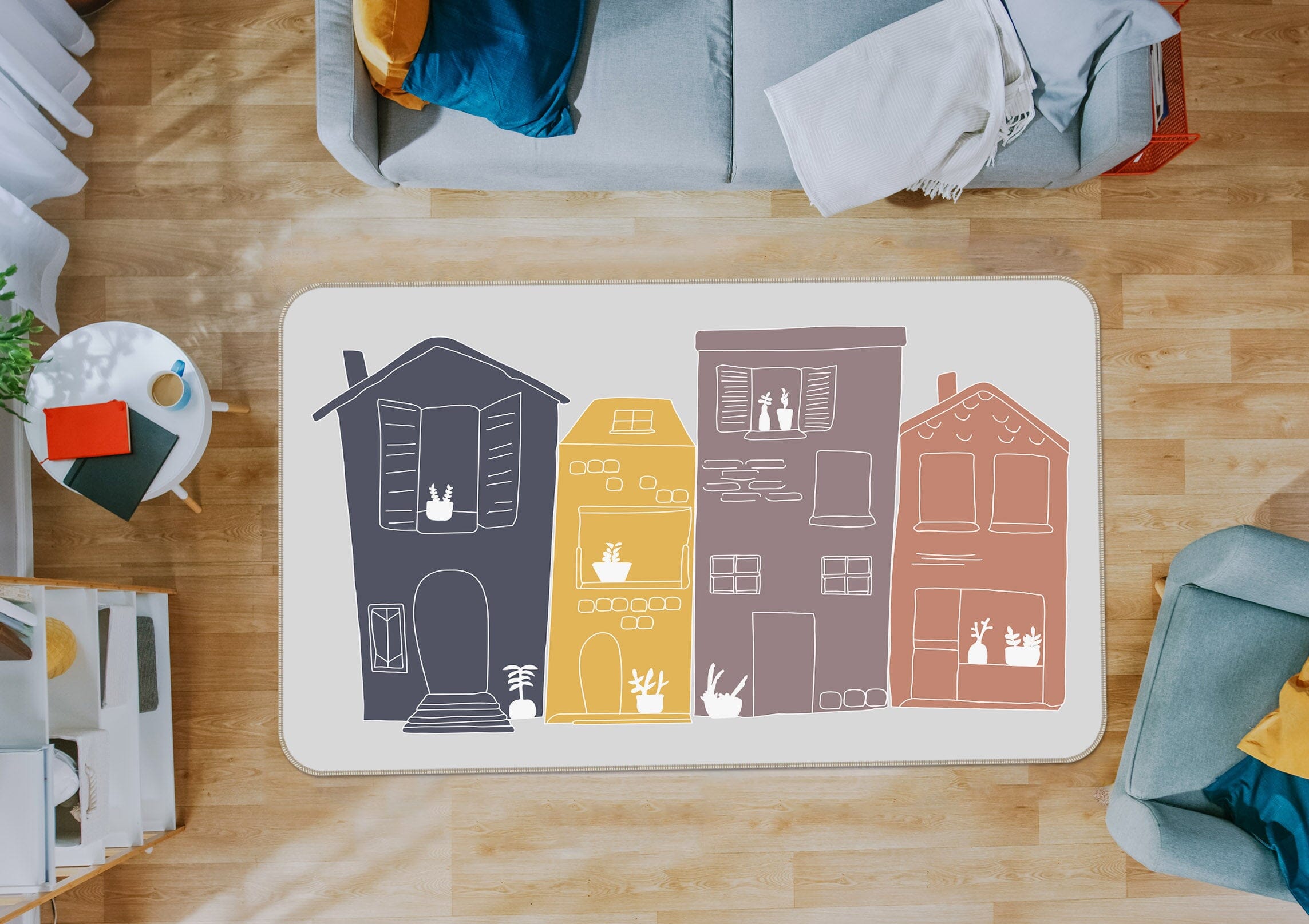 3D Cute House 1103 Jillian Helvey Rug Non Slip Rug Mat Mat AJ Creativity Home