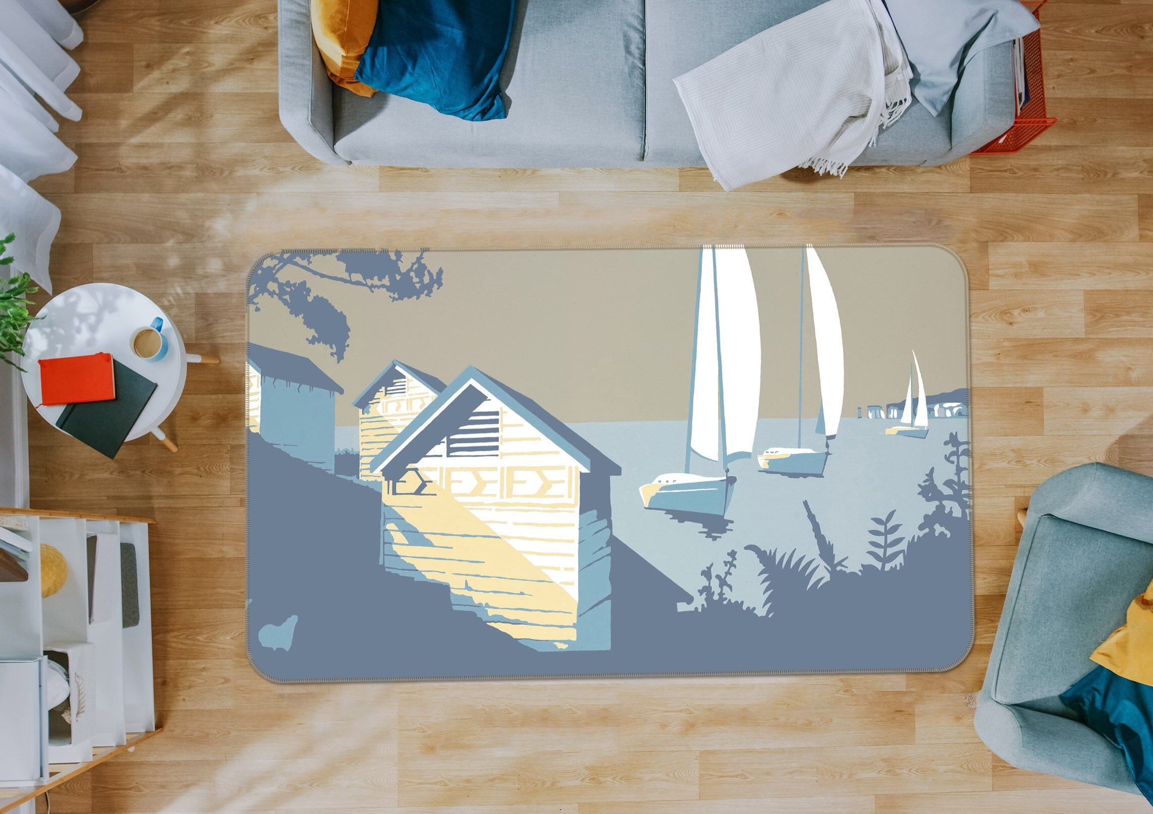 3D Sandbanks And The Purbecks 1168 Steve Read Rug Non Slip Rug Mat Mat AJ Creativity Home