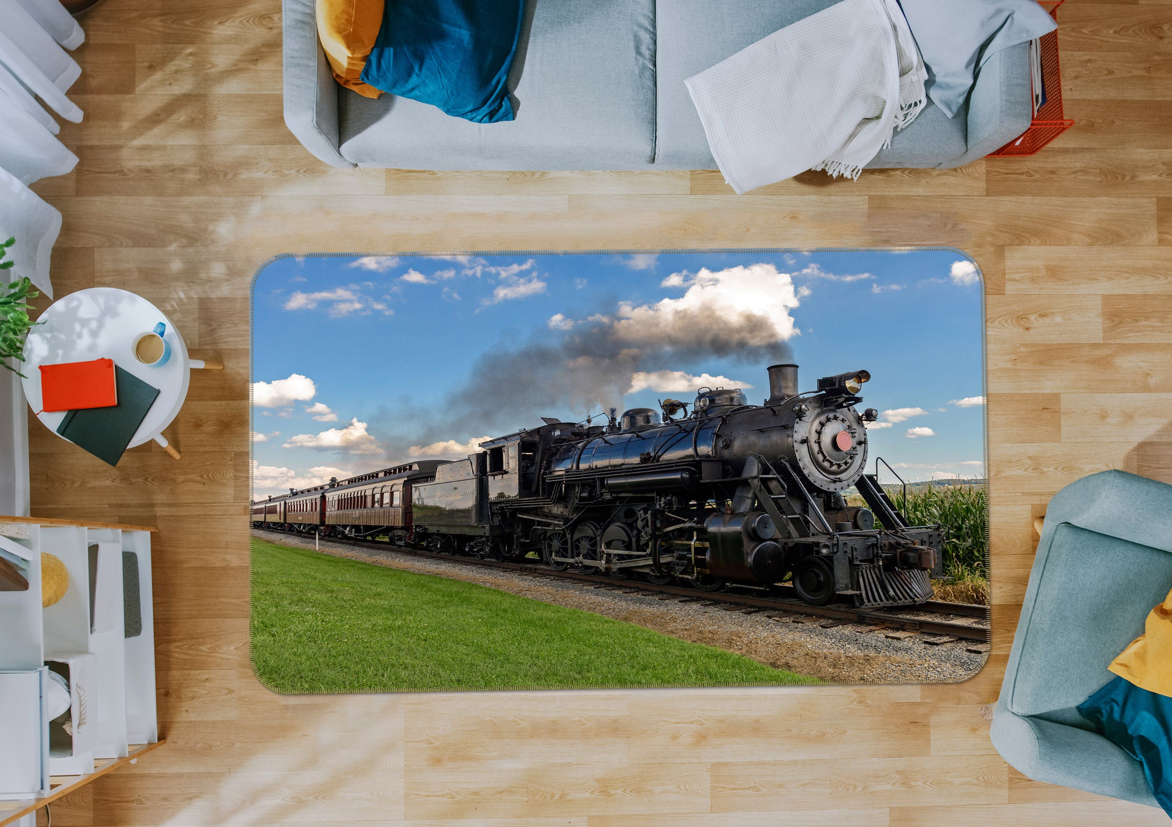 3D Grass Train 68108 Vehicle Non Slip Rug Mat