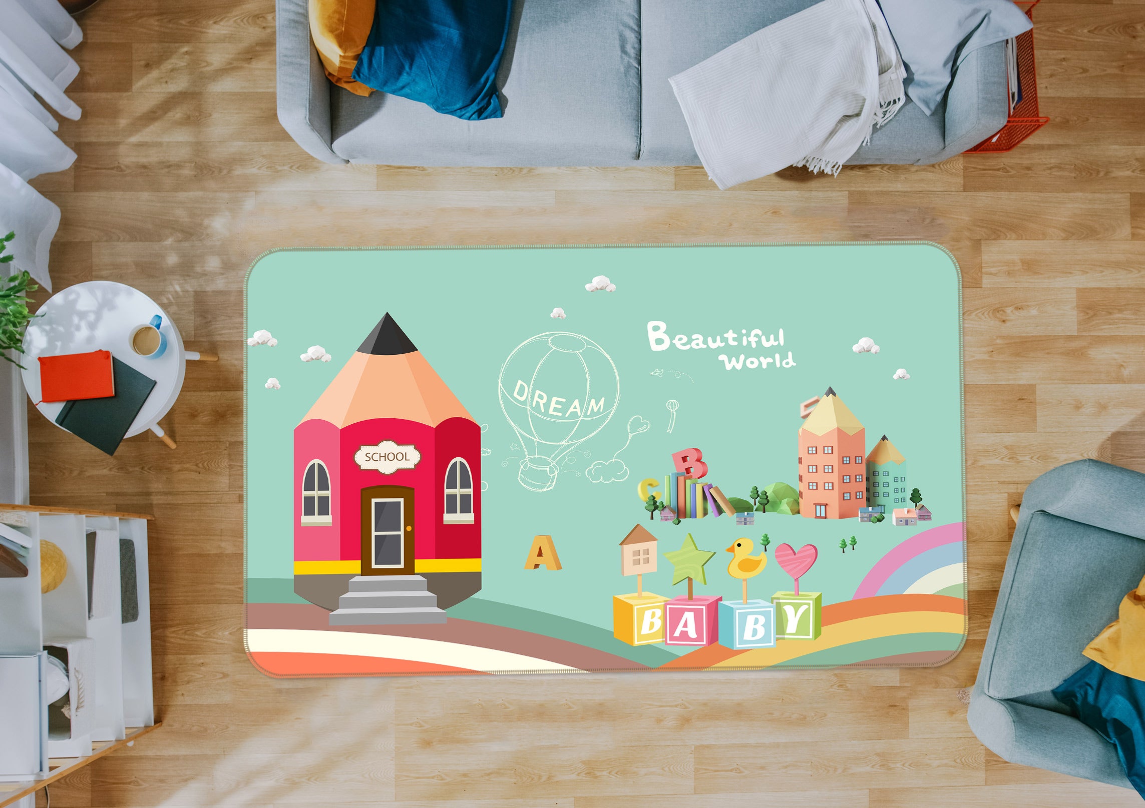 3D Pencil House 77074 Non Slip Rug Mat