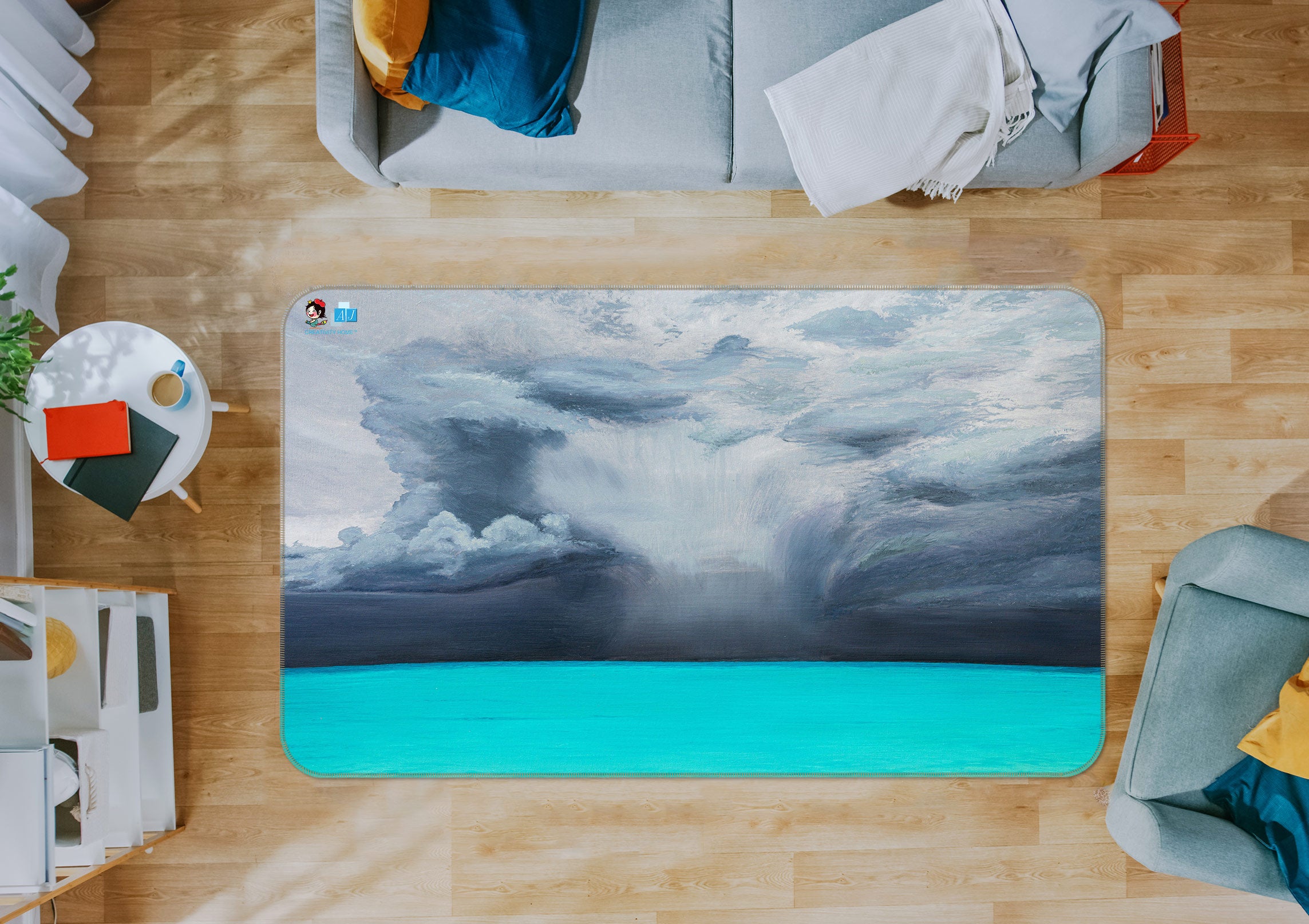 3D Blue Lake 1889 Marina Zotova Rug Non Slip Rug Mat