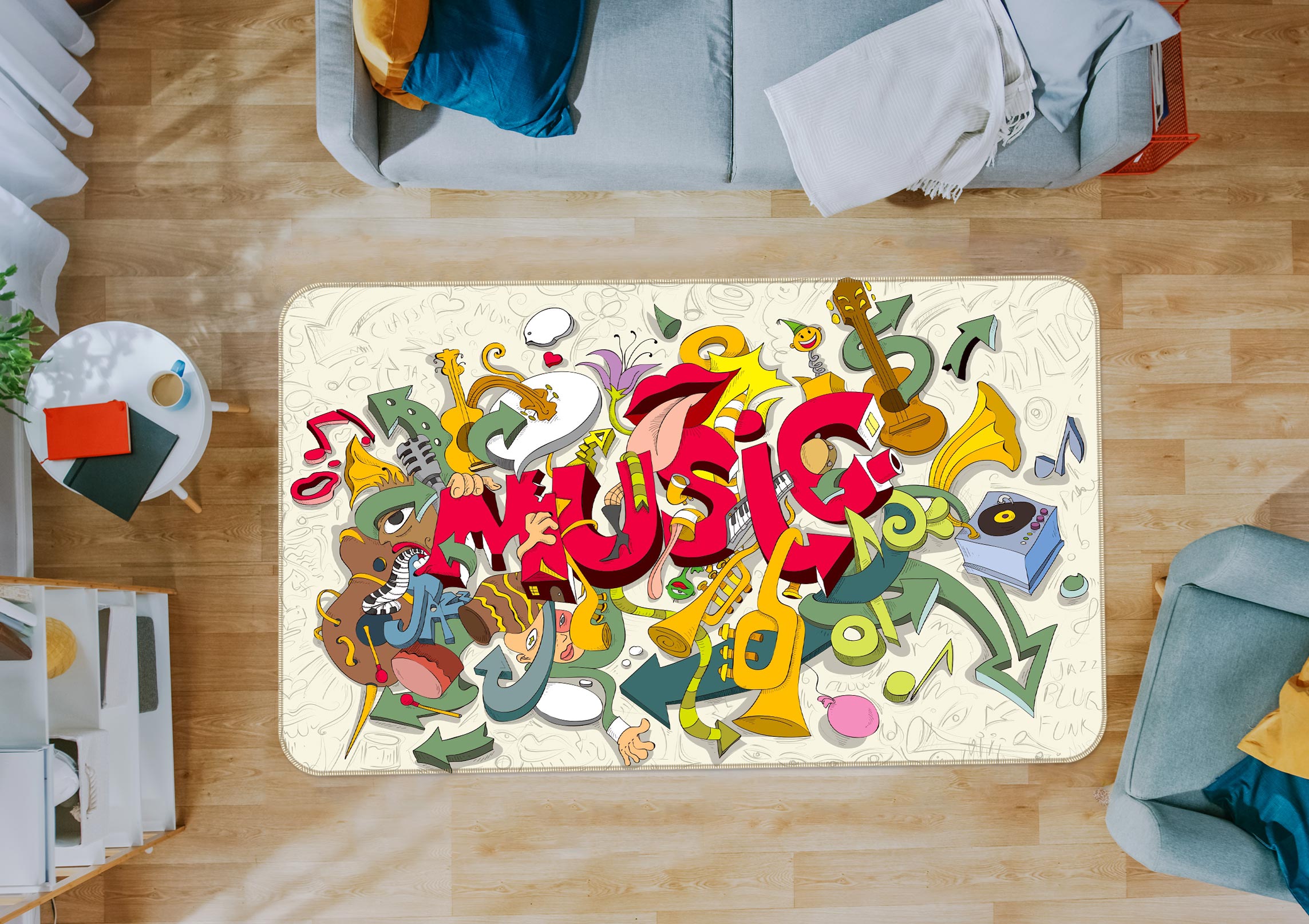 3D Musical Instrument 37067 Non Slip Rug Mat