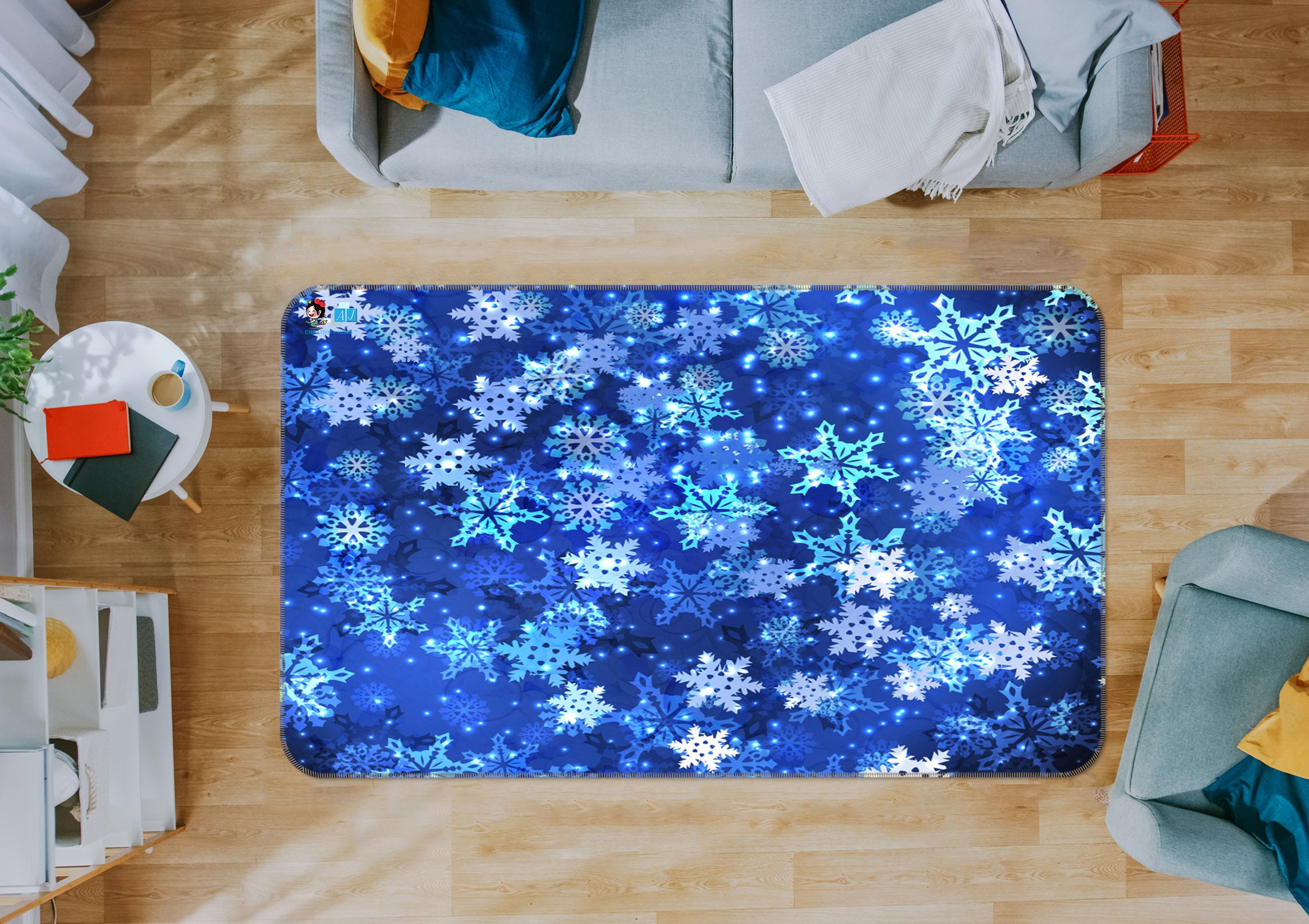 3D Snowflake 55080 Christmas Non Slip Rug Mat Xmas