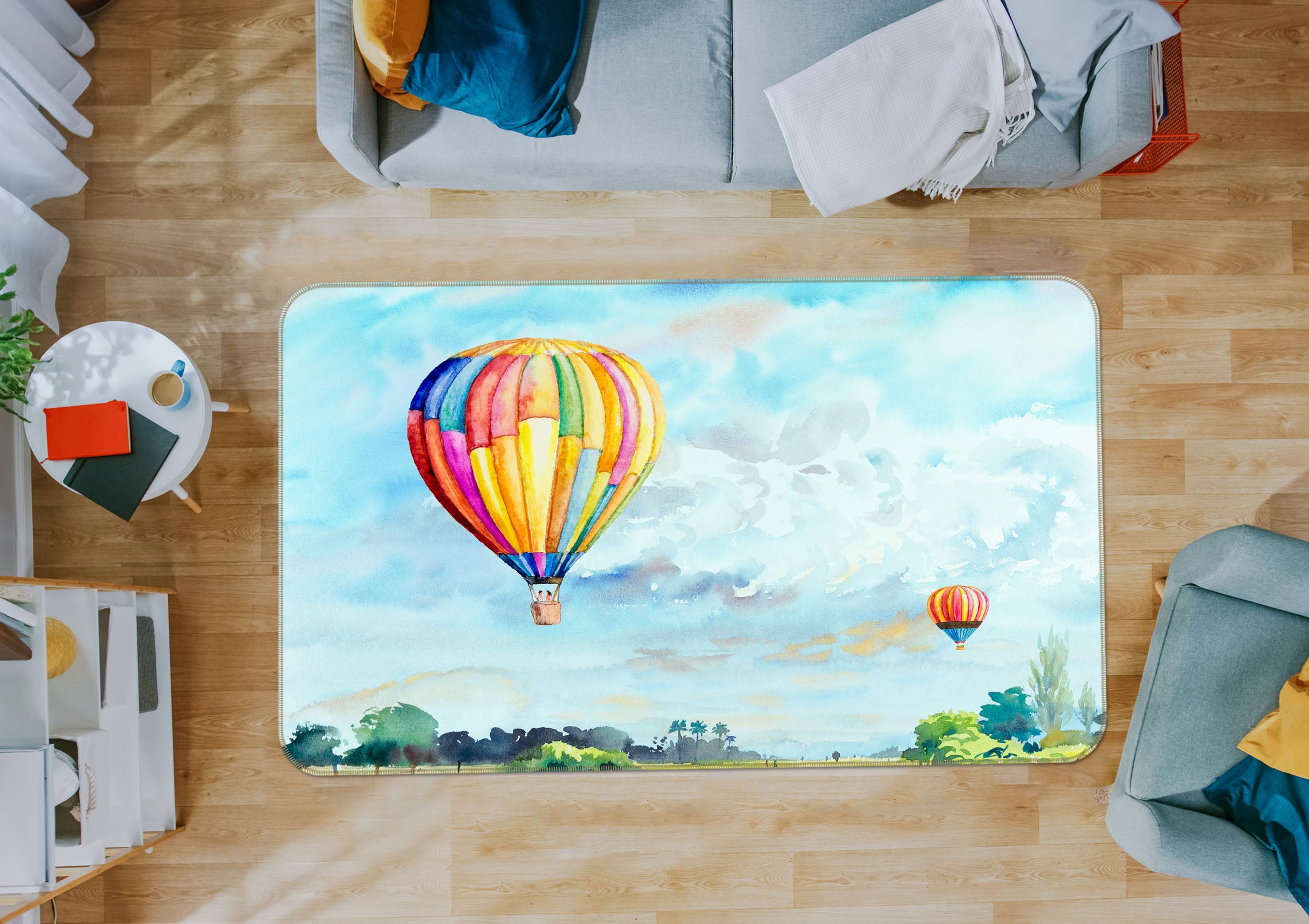 3D Hot Air Balloon 30160 Non Slip Rug Mat
