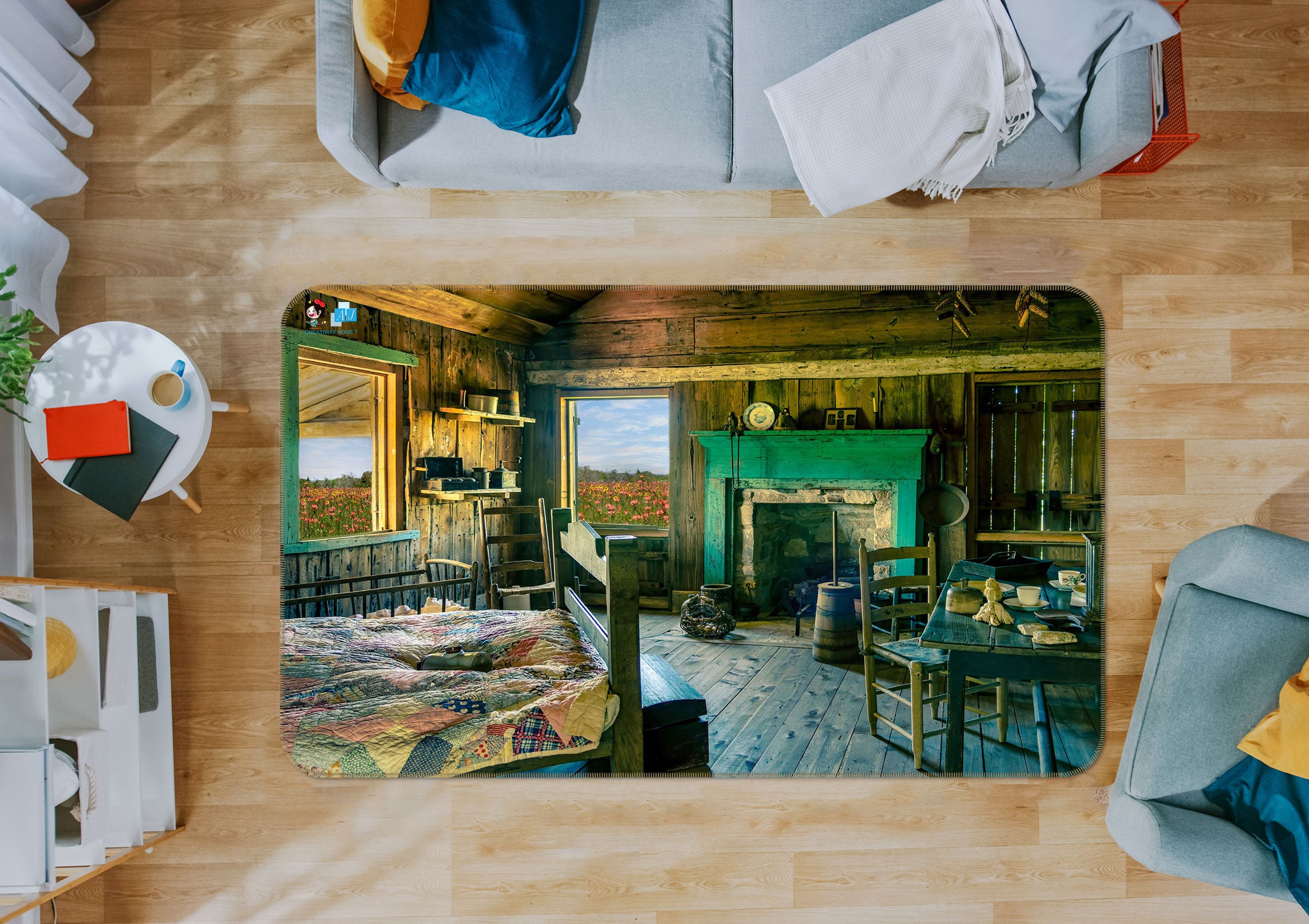 3D Outdoor Cabin 5134 Beth Sheridan Rug Non Slip Rug Mat