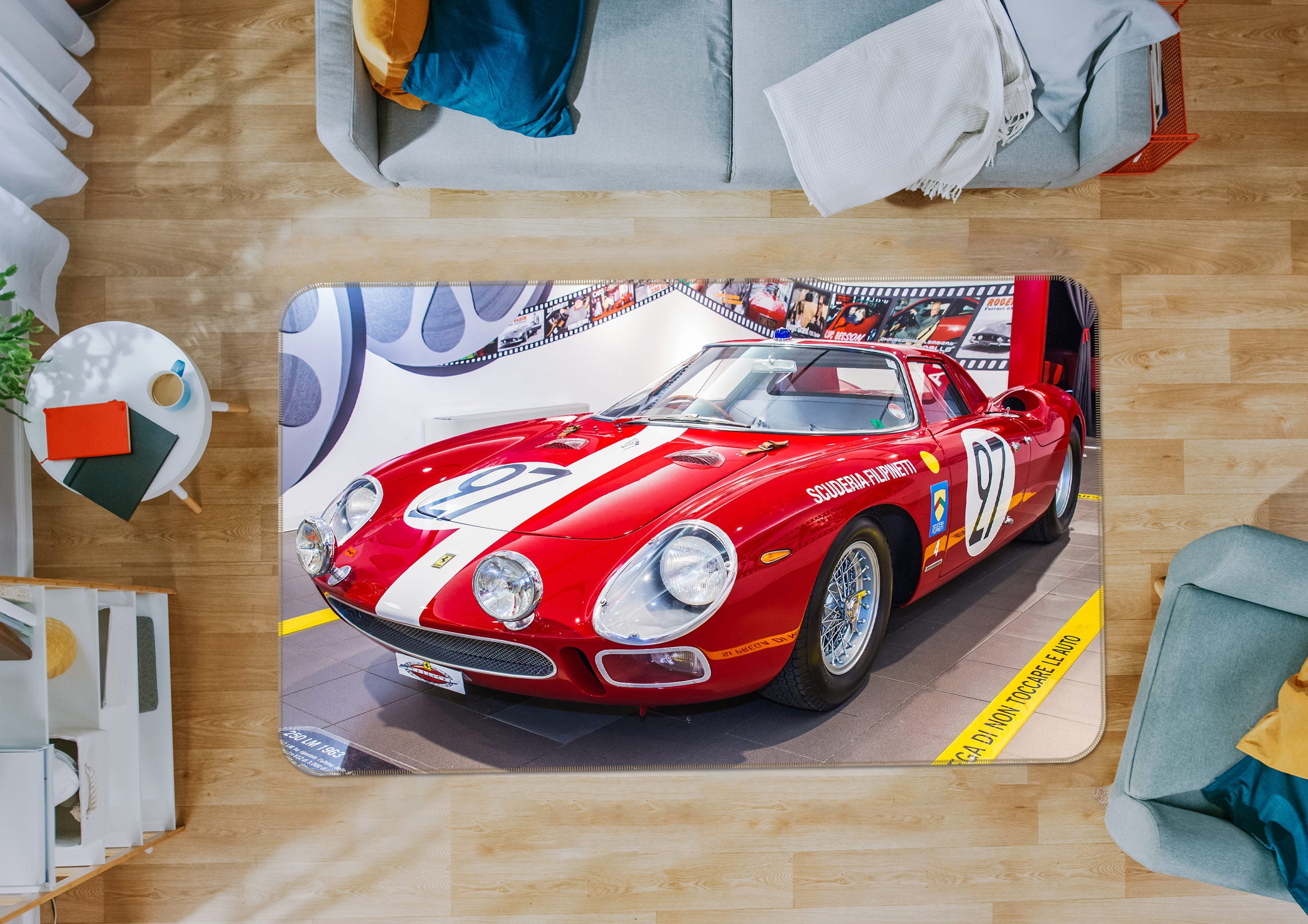 3D Red Car 67215 Vehicle Non Slip Rug Mat