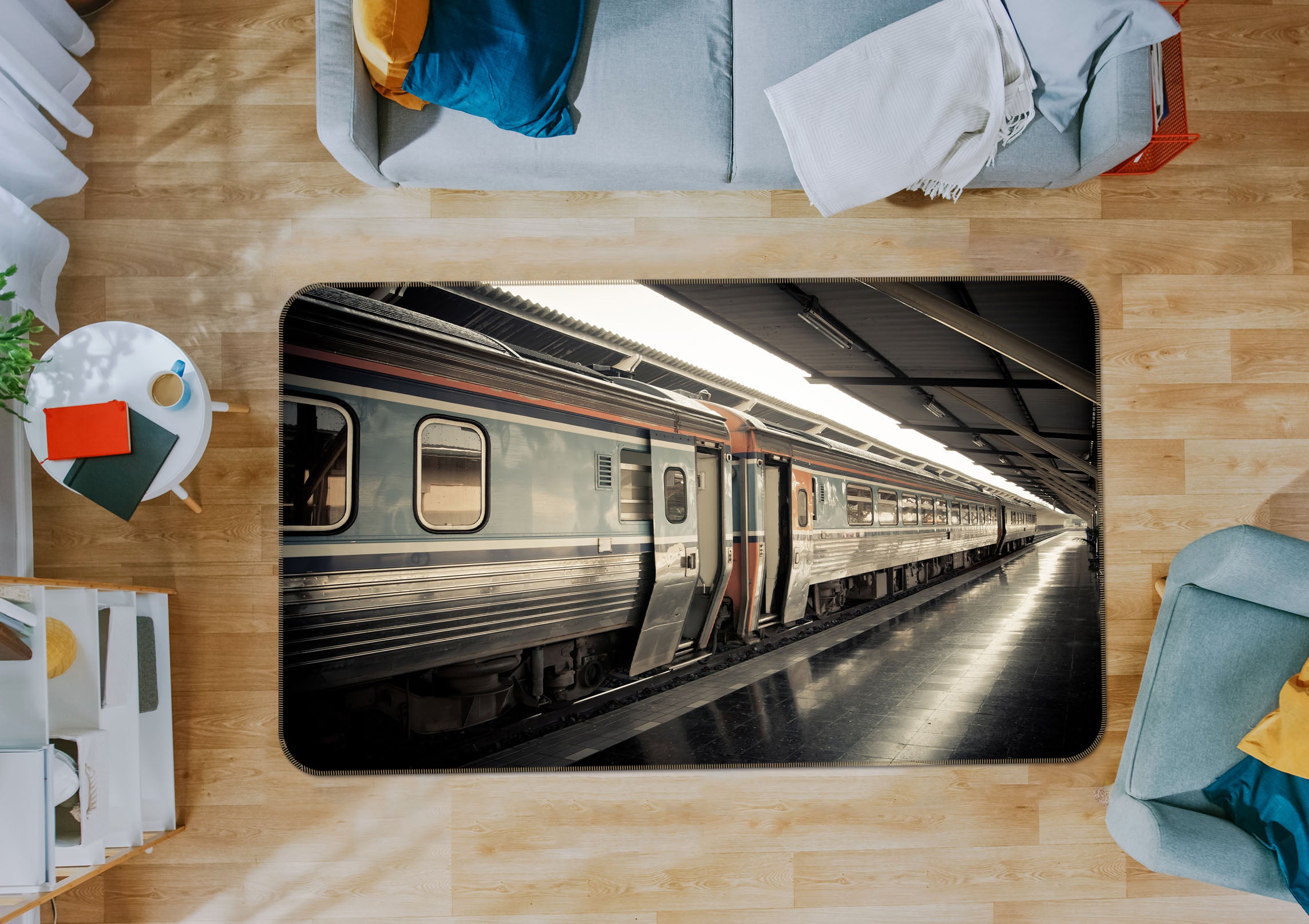 3D Railway Station 42101 Vehicle Non Slip Rug Mat