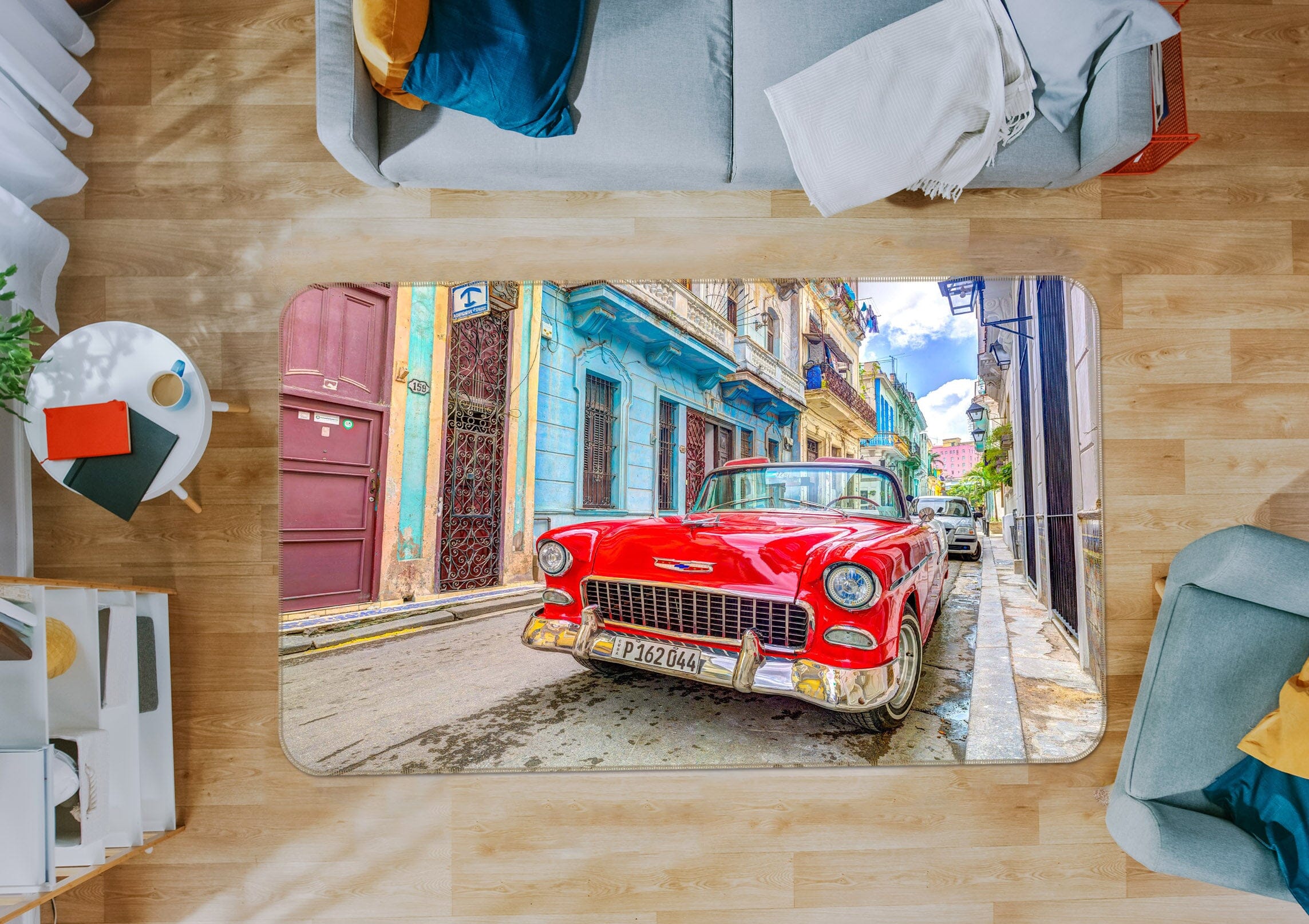 3D Red Truck 1017 Assaf Frank Rug Non Slip Rug Mat Mat AJ Creativity Home