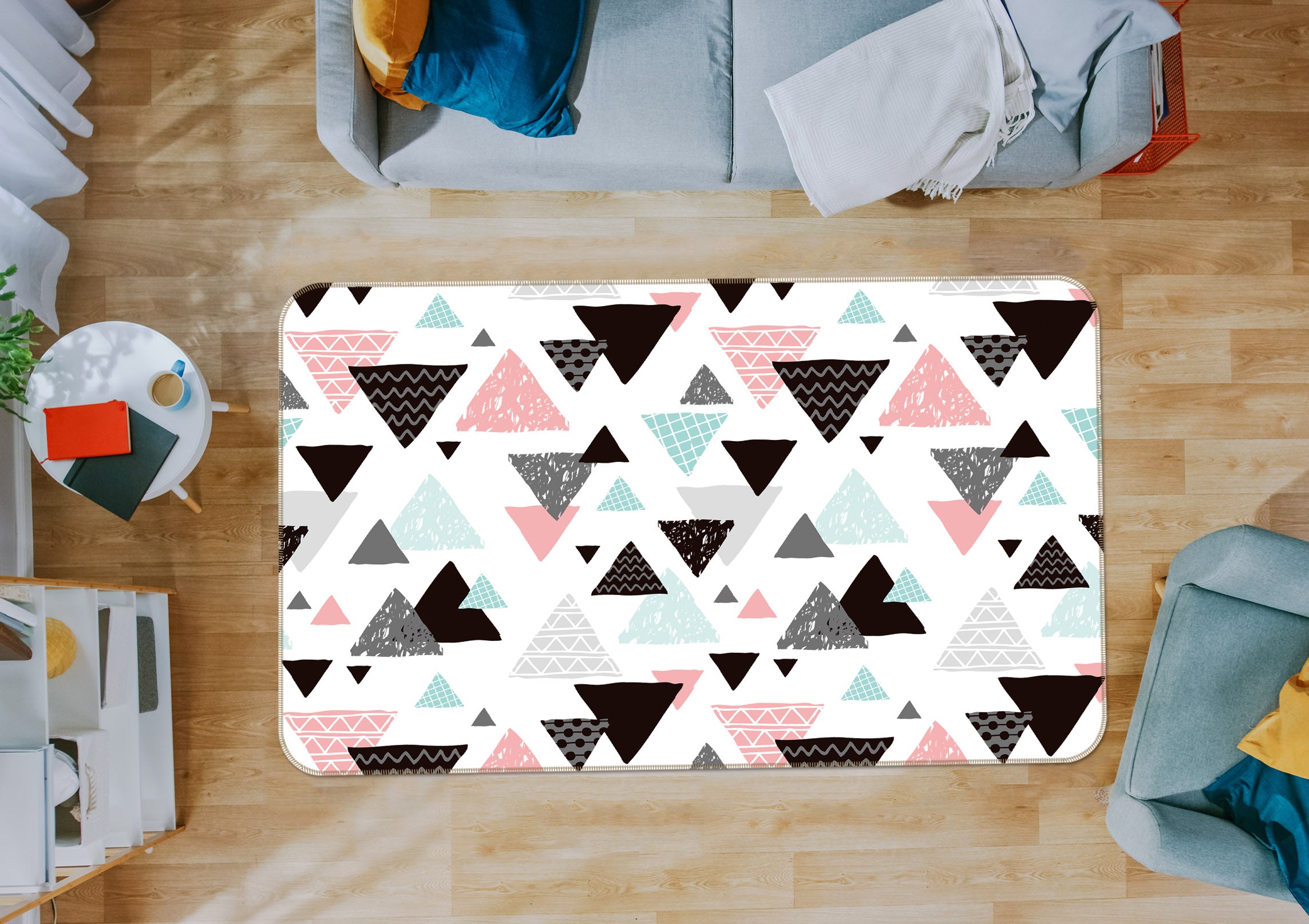 3D Triangle Pattern 35042 Non Slip Rug Mat