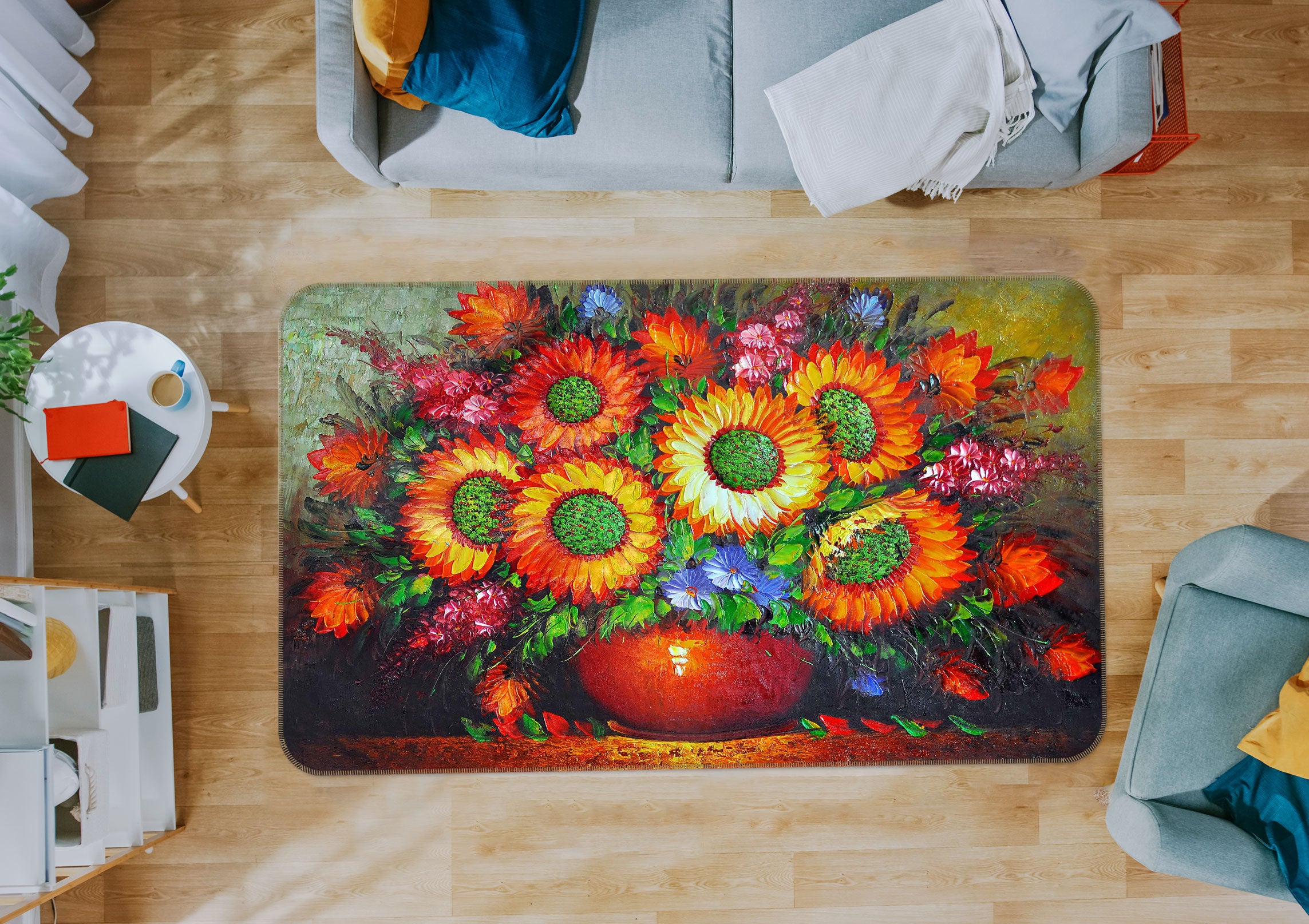 3D Oil Painting Vase 76013 Non Slip Rug Mat