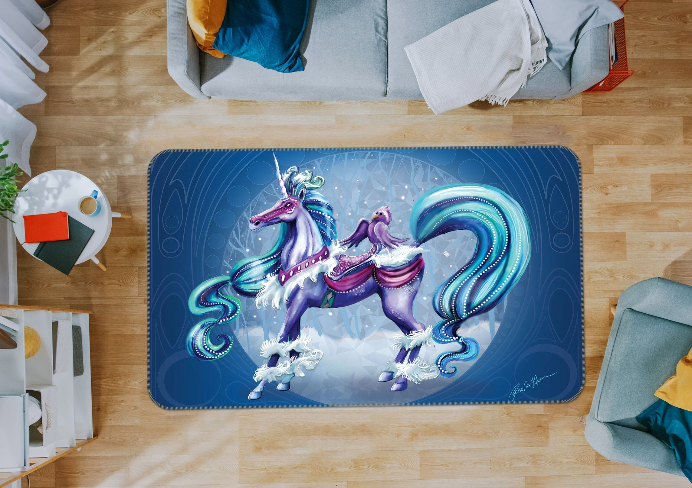 3D Cloud Unicorn 3026 Rose Catherine Khan Rug Non Slip Rug Mat Mat AJ Creativity Home