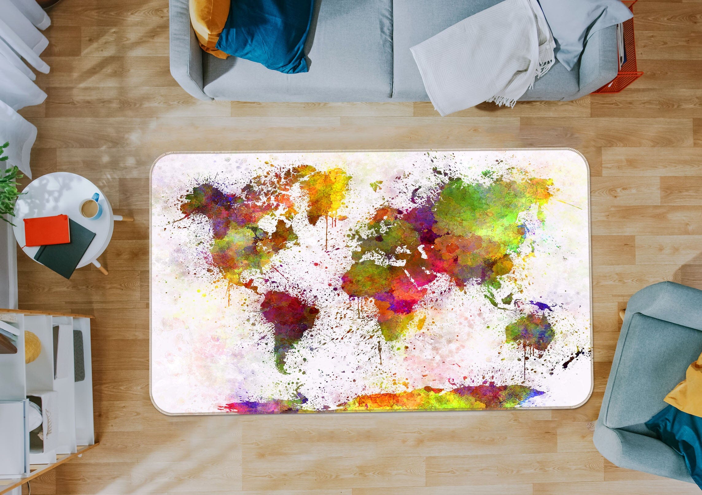 3D Color Splash 243 World Map Non Slip Rug Mat Mat AJ Creativity Home