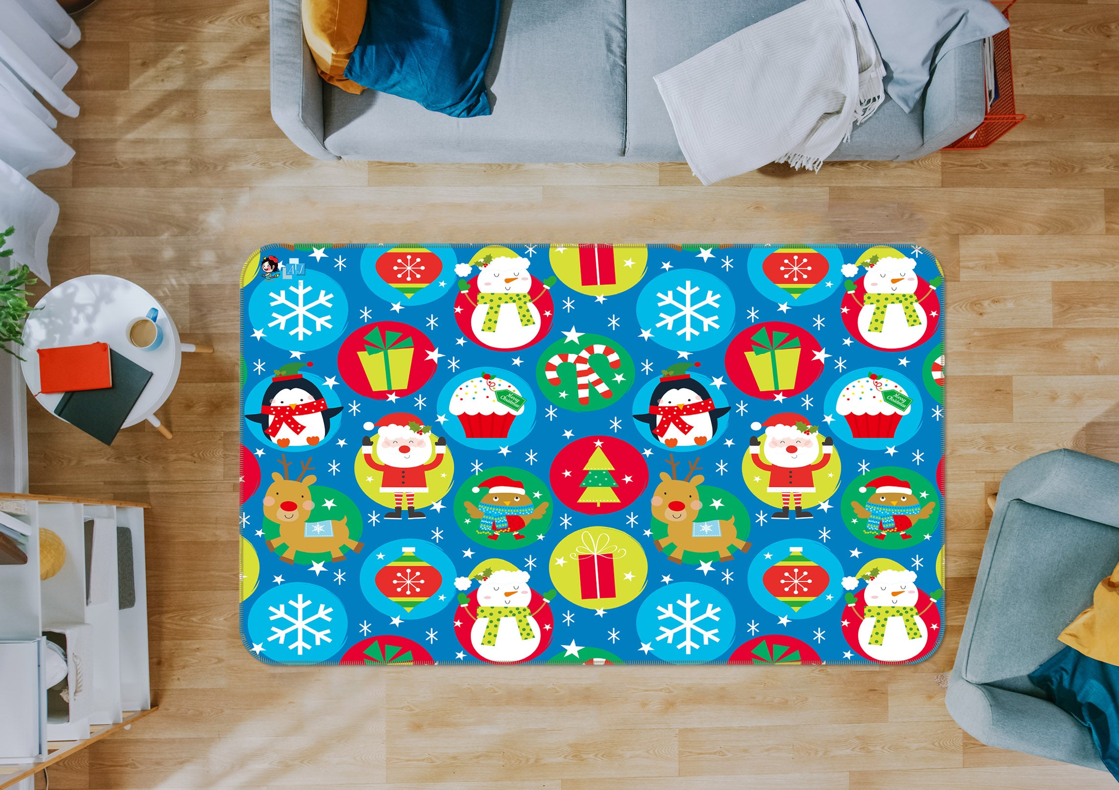 3D Santa Claus Patterns 55111 Christmas Non Slip Rug Mat Xmas