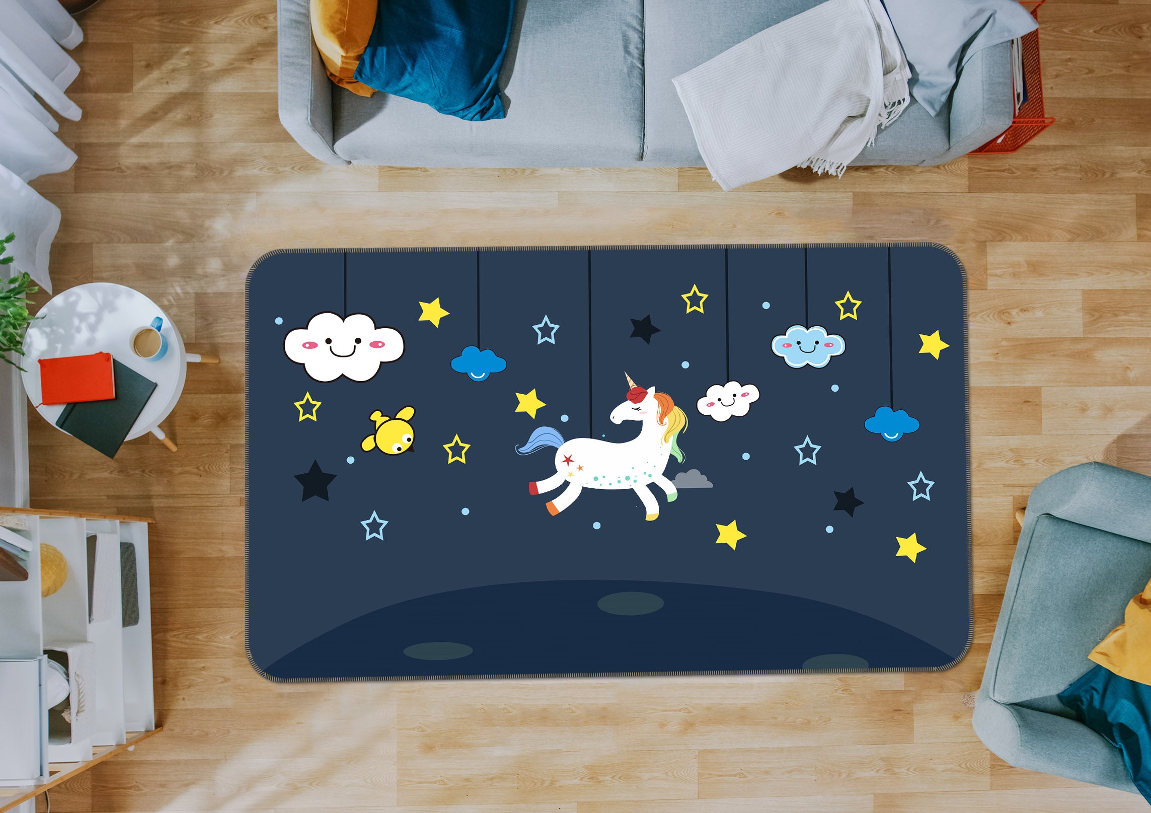 3D Star Unicorn 34055 Non Slip Rug Mat