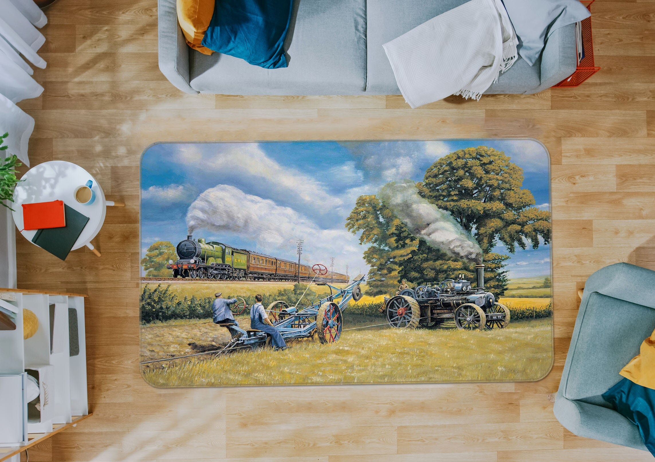 3D In Days Of Steam 1080 Trevor Mitchell Rug Non Slip Rug Mat Mat AJ Creativity Home