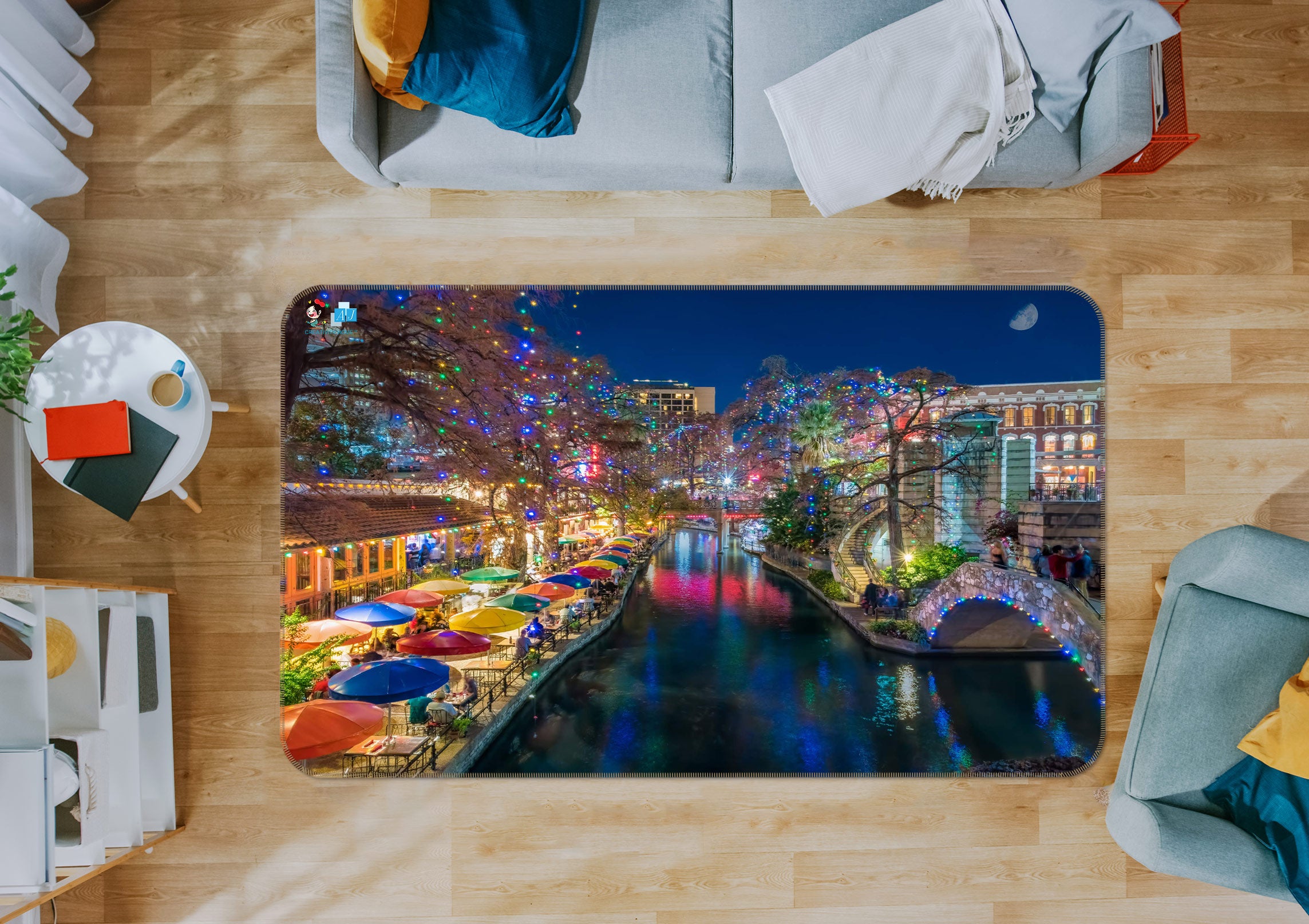 3D Town Lights 5141 Beth Sheridan Rug Non Slip Rug Mat