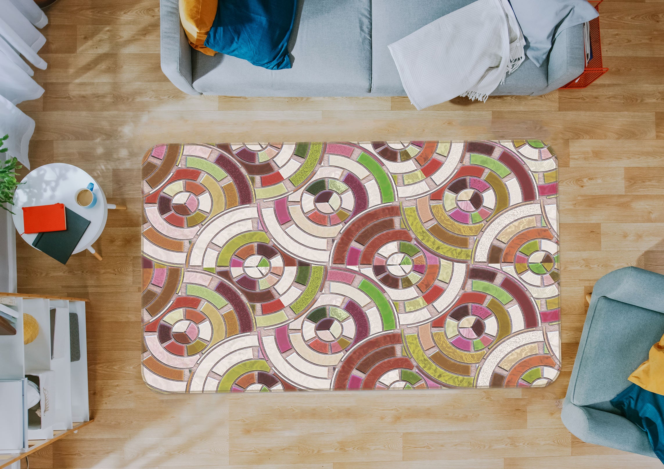 3D Circle Pattern 33027 Non Slip Rug Mat