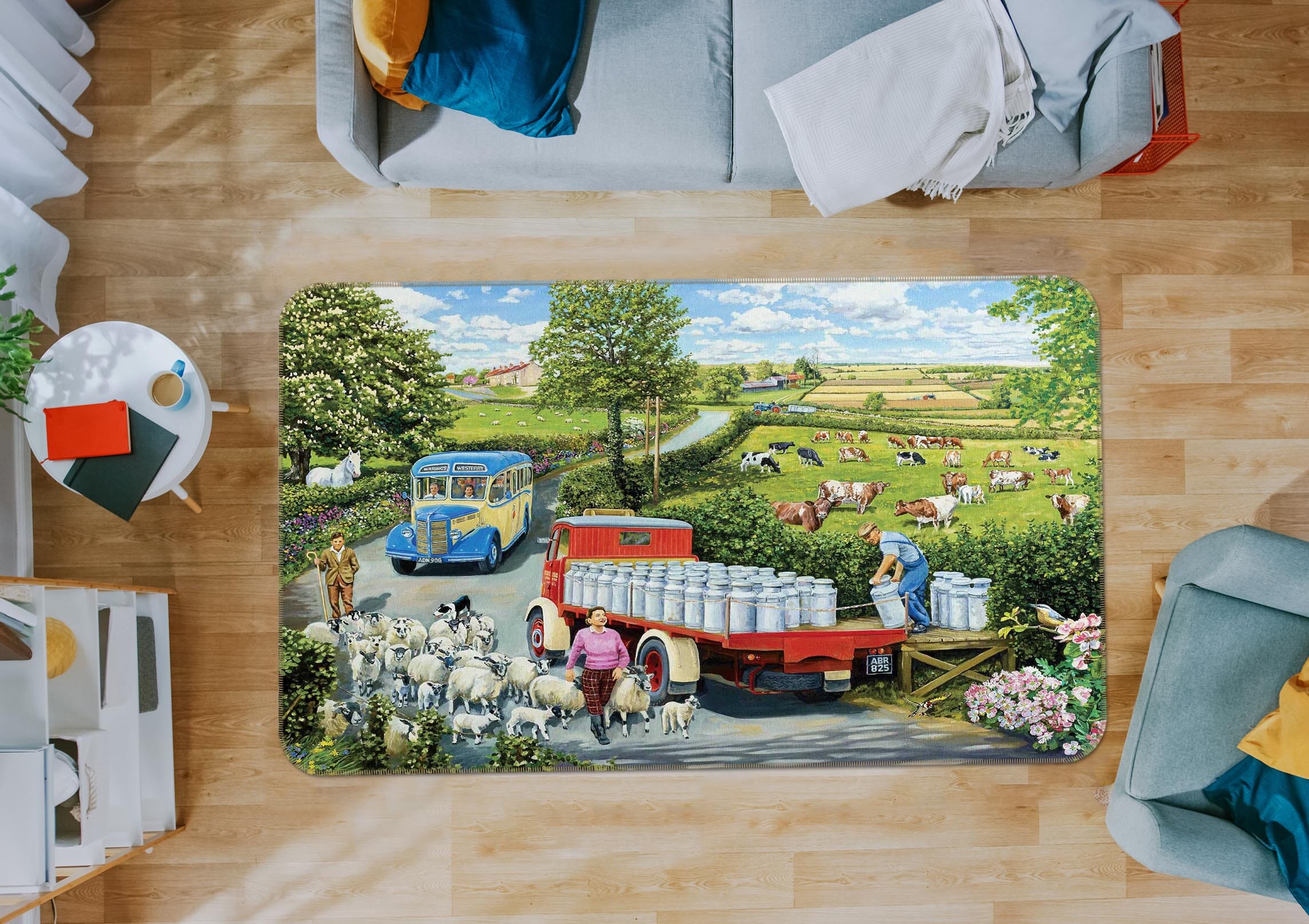 3D The Country Bus 1109 Trevor Mitchell Rug Non Slip Rug Mat Mat AJ Creativity Home
