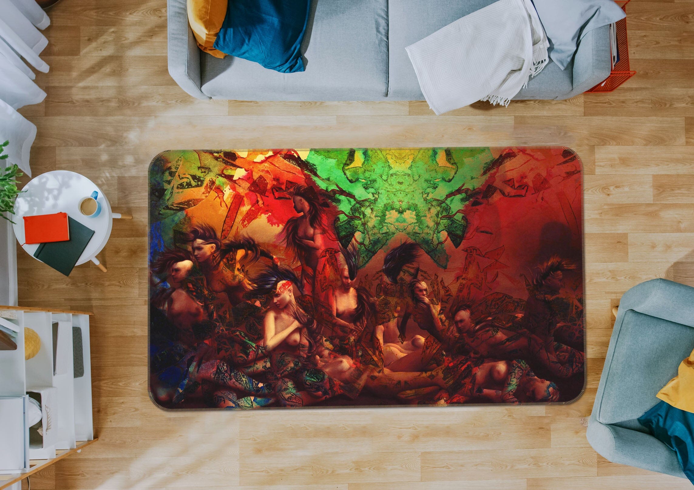 3D Life In Technicolor 1005 Marco Cavazzana Rug Non Slip Rug Mat Mat AJ Creativity Home