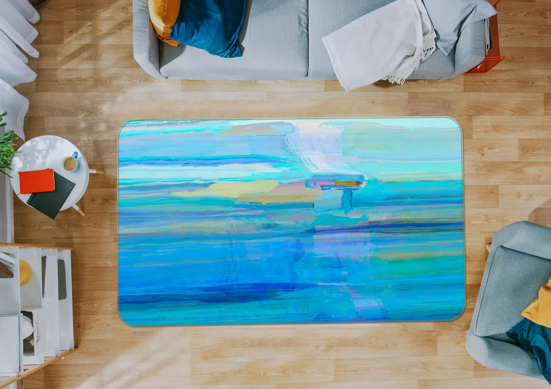 3D Blue Ink Paint 84007 Michael Tienhaara Rug Non Slip Rug Mat