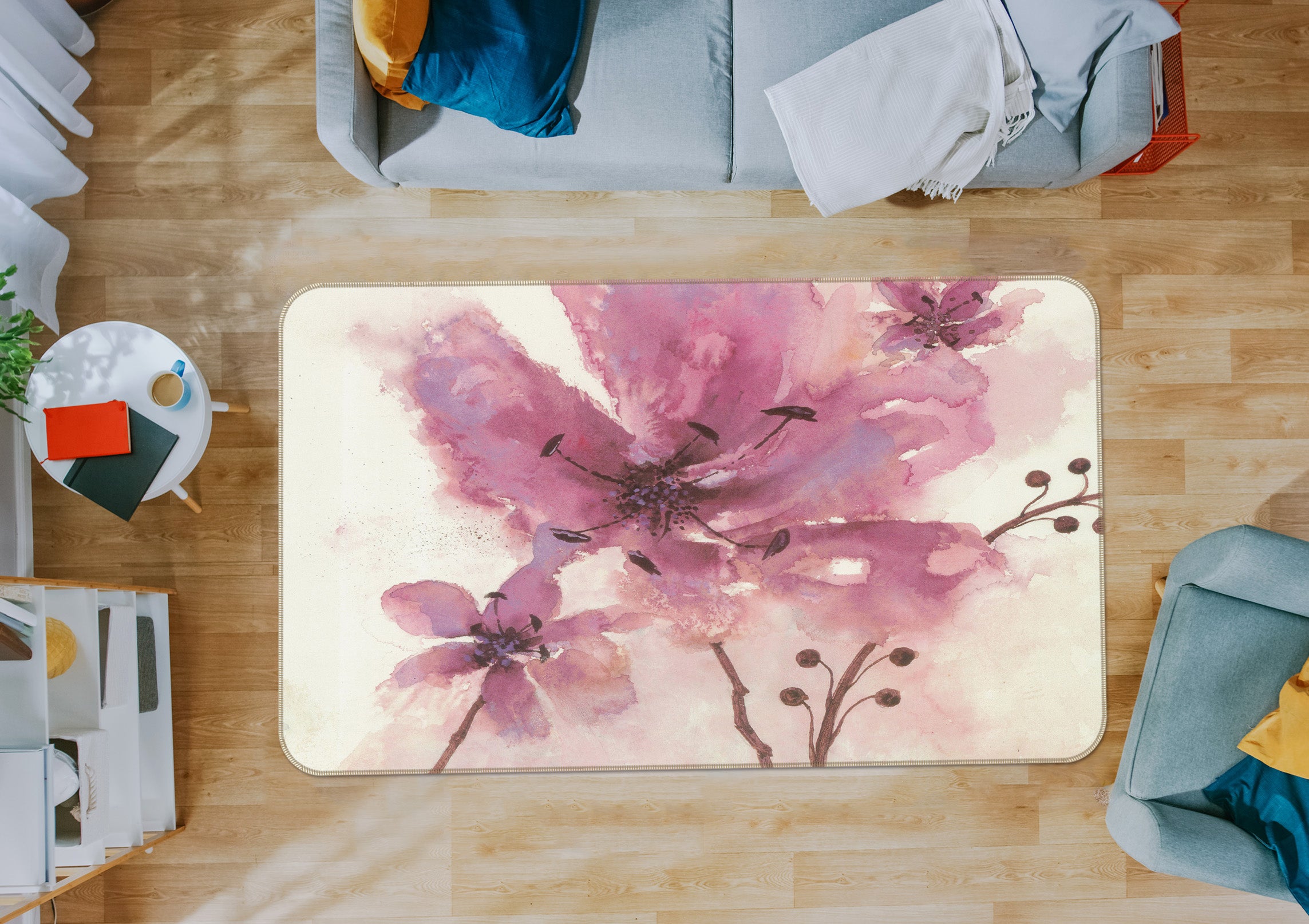 3D Flowers 32058 Non Slip Rug Mat
