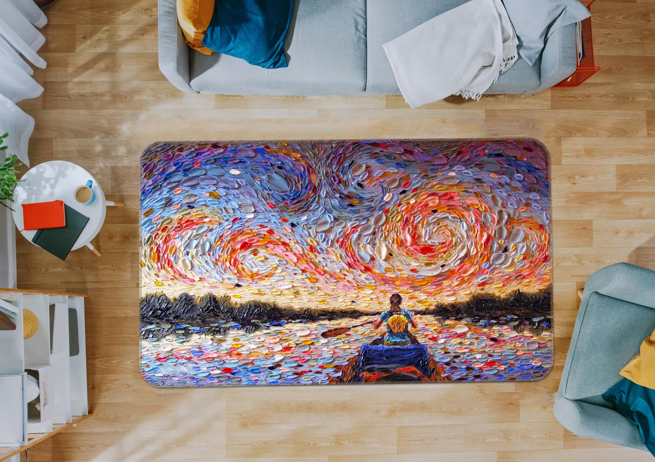 3D Shell Sunset 1001 Dena Tollefson Rug Non Slip Rug Mat Mat AJ Creativity Home