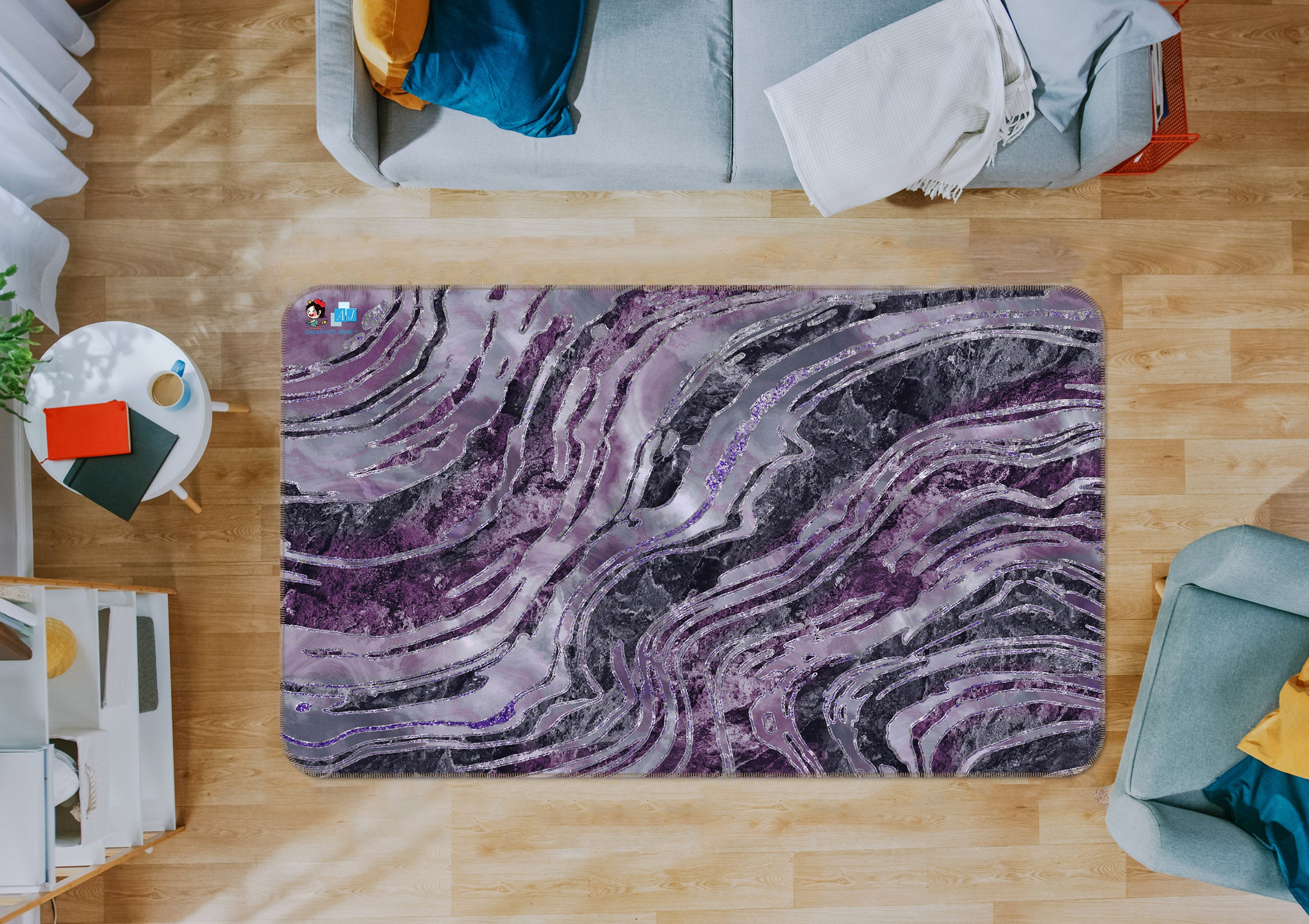 3D Purple Texture 83029 Andrea haase Rug Non Slip Rug Mat