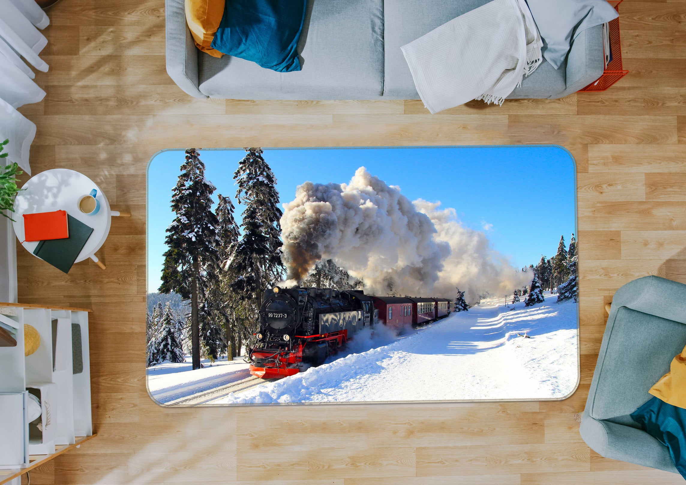 3D Snow Train 38228 Vehicle Non Slip Rug Mat