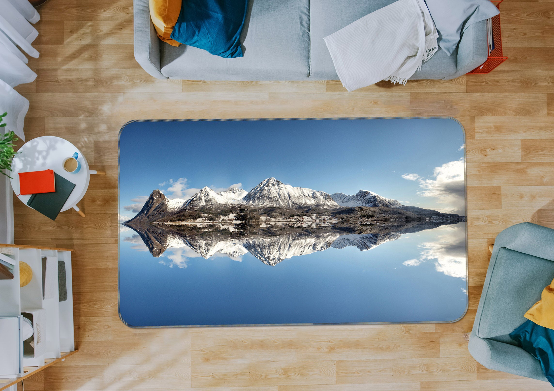 3D Mountain Lake 35146 Non Slip Rug Mat