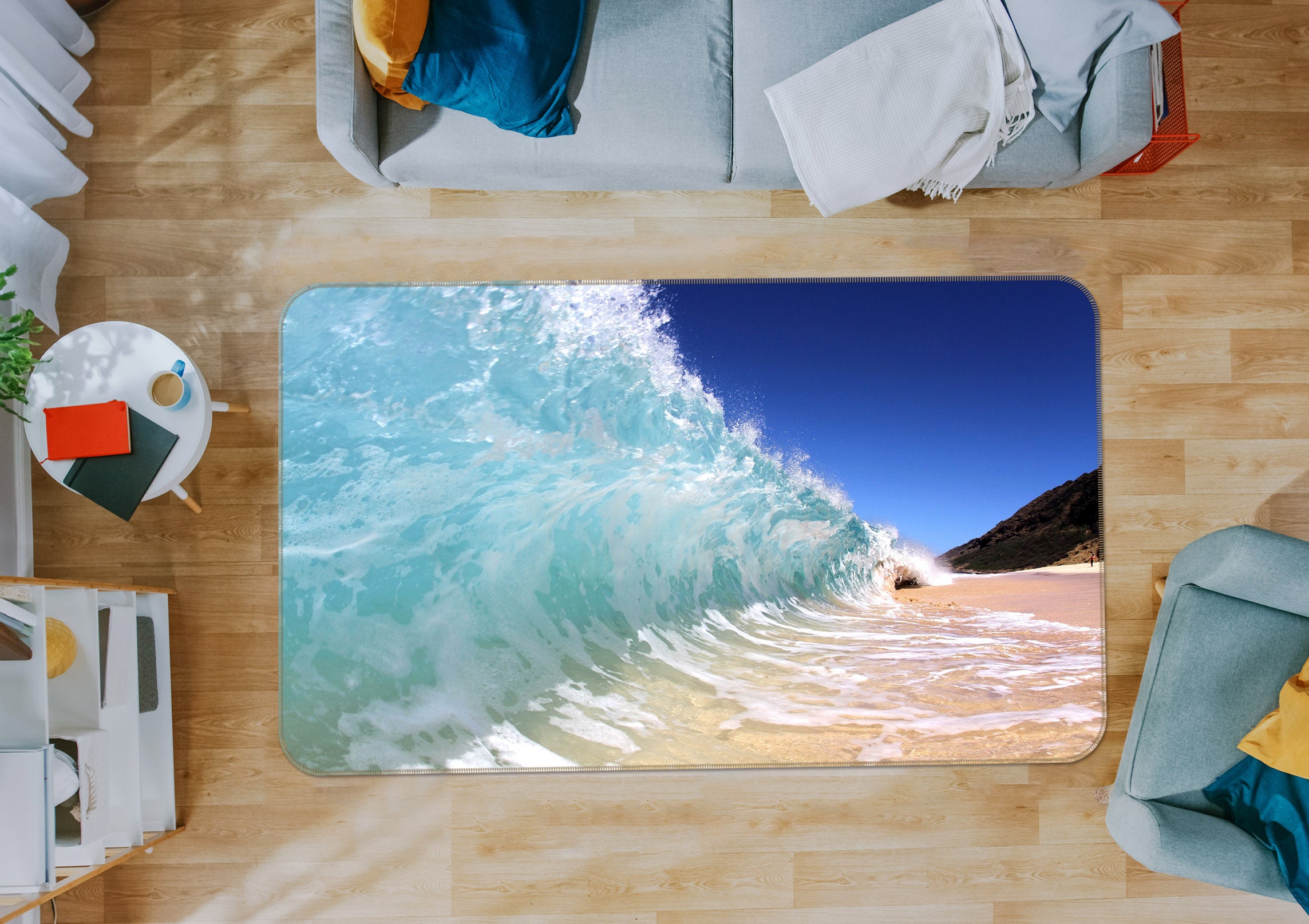3D Waves Seaside 36017 Non Slip Rug Mat